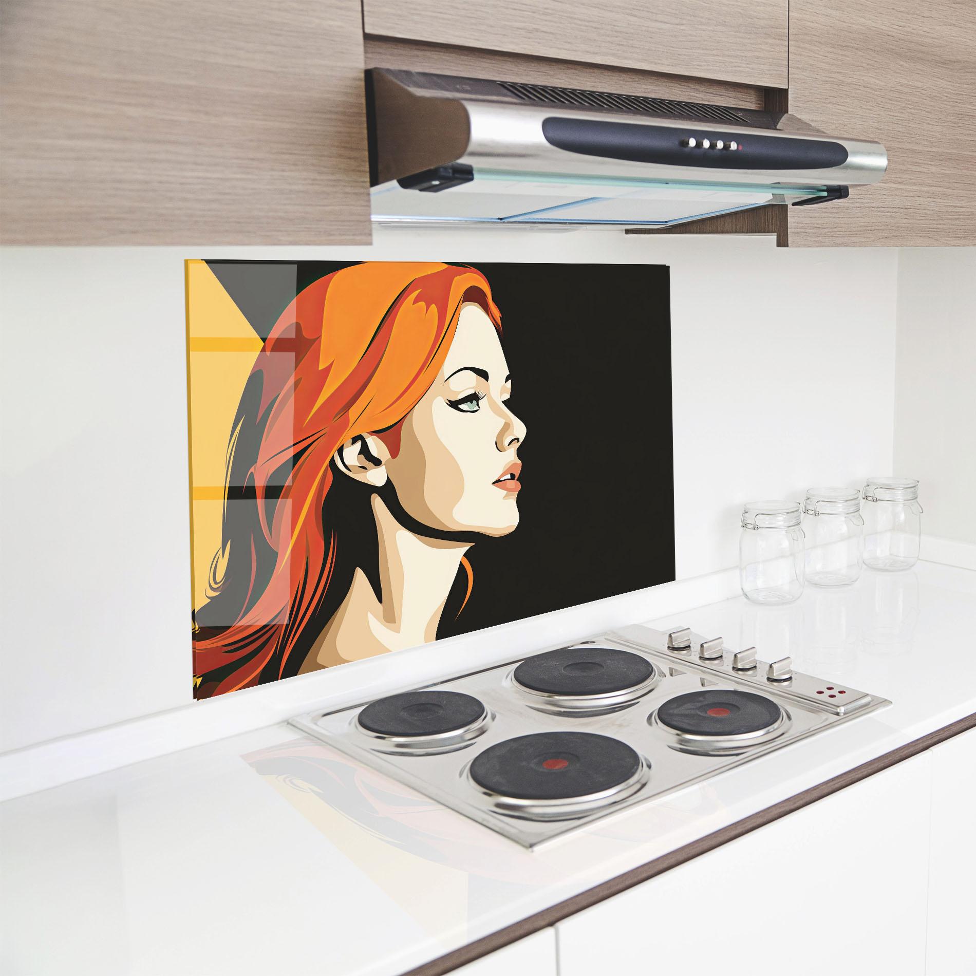 Стъклен панел за кухня Orange Pop Hair mockup 8