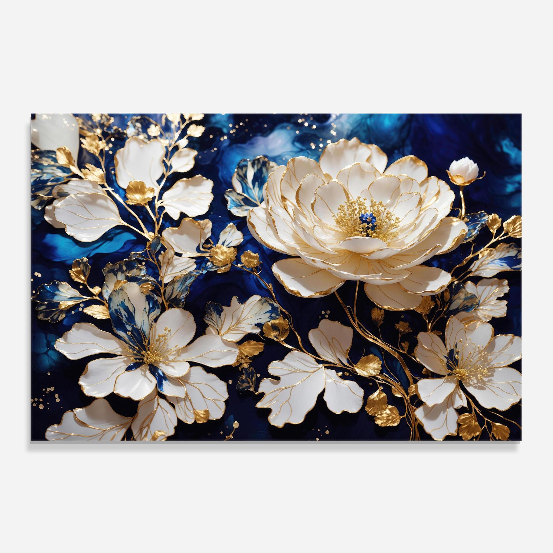 Стъклен панел за кухня Beautiful Golden White Rose mockup 0