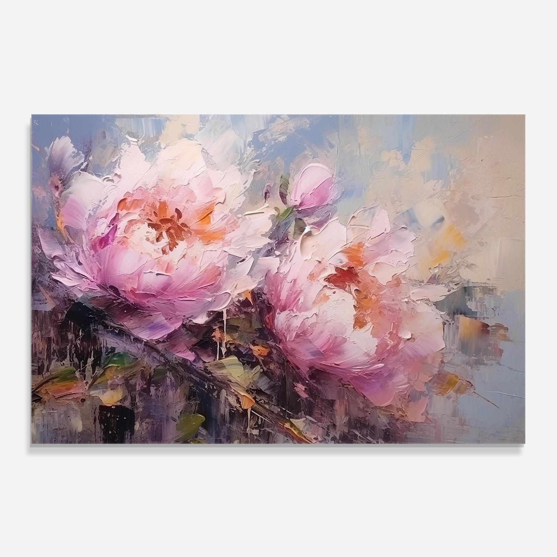 Стъклен панел за кухня Peony Art mockup 0