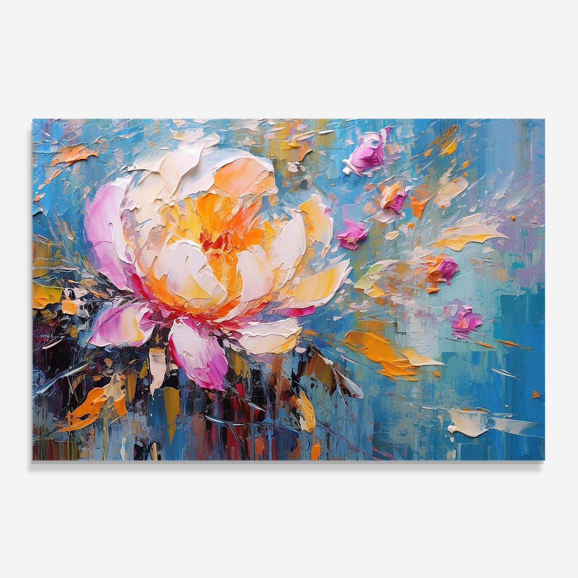 Стъклен панел за кухня Pink Orange Peony Art mockup 0