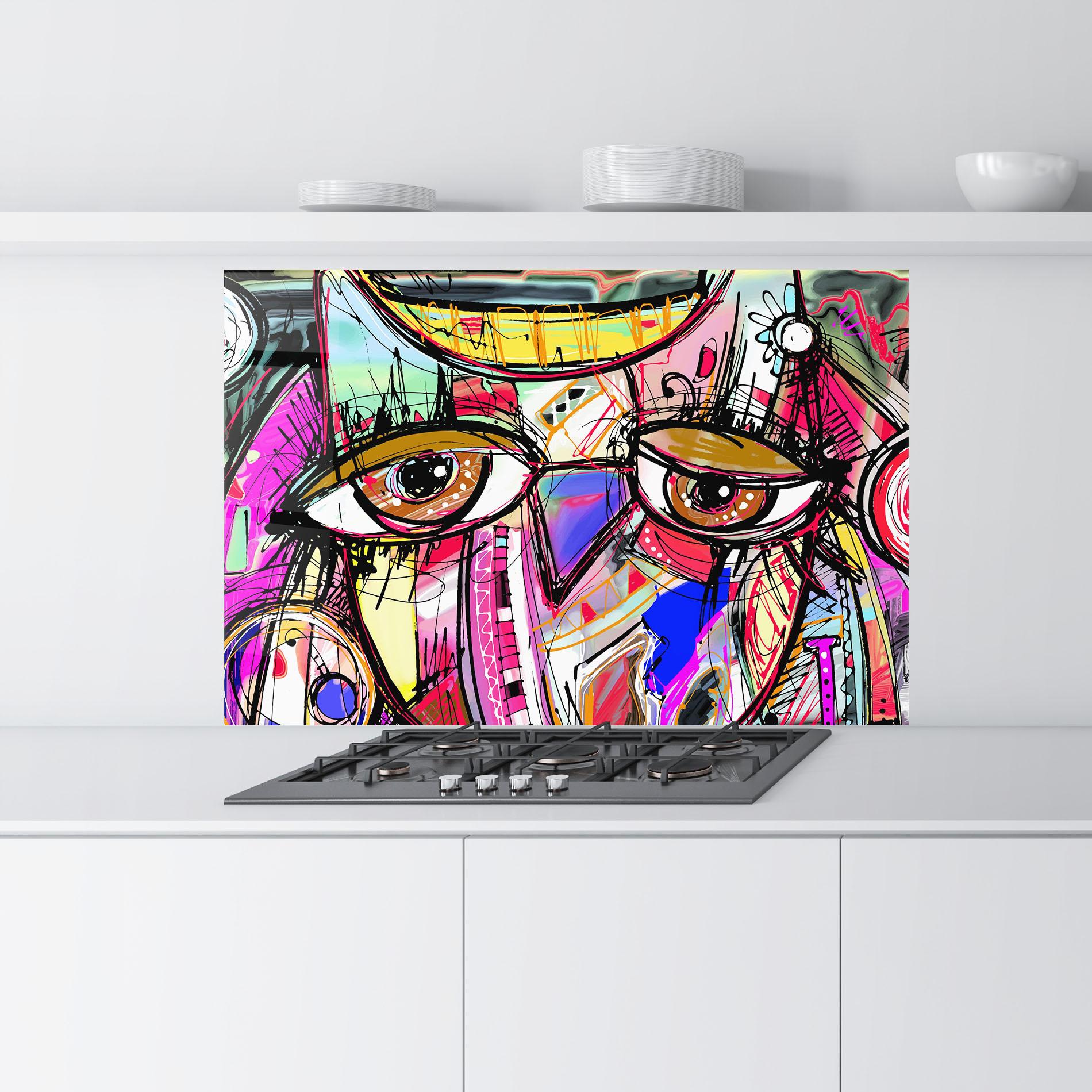 Стъклен панел за кухня Color Mix Eyes mockup 9