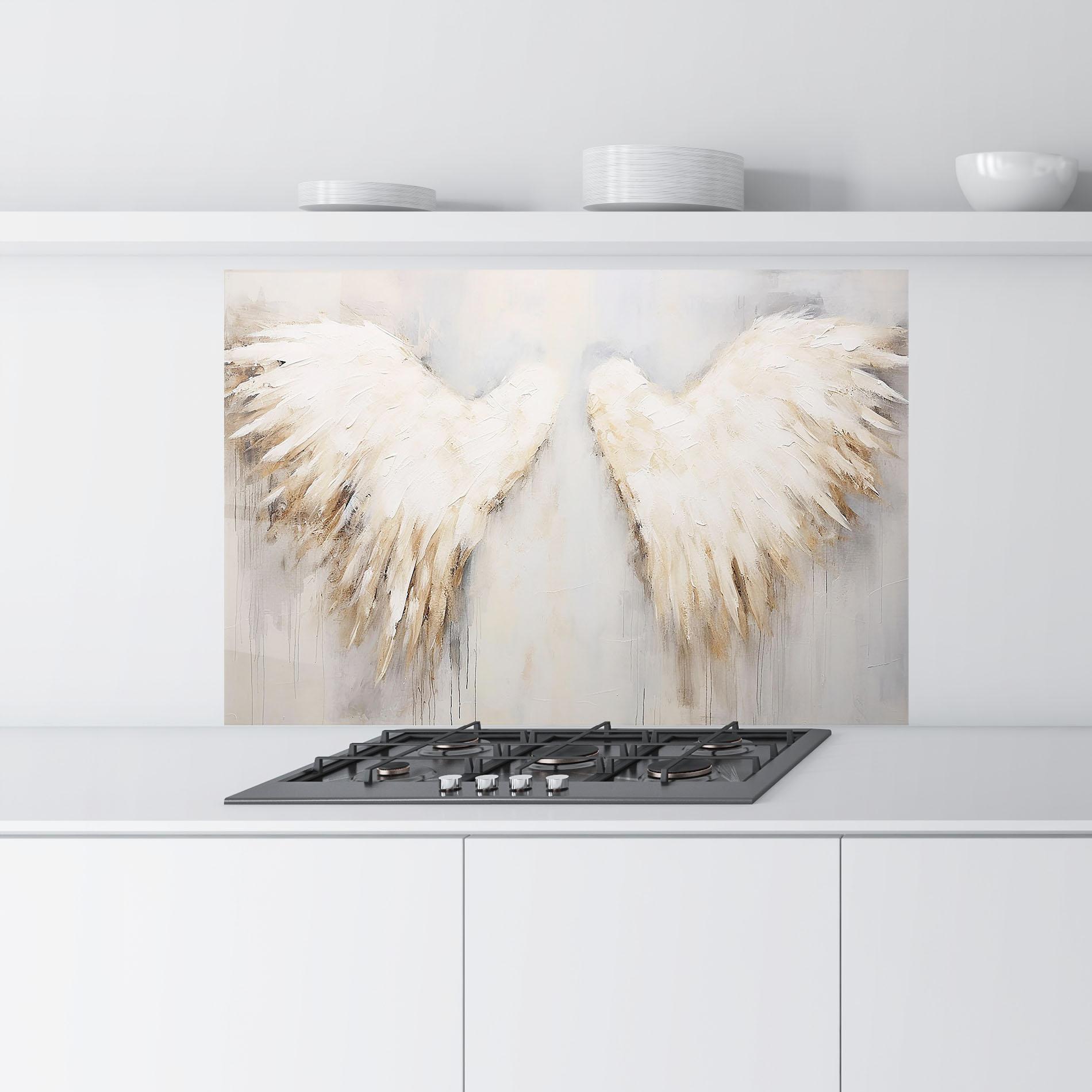 Стъклен панел за кухня Cream White Wings mockup 9