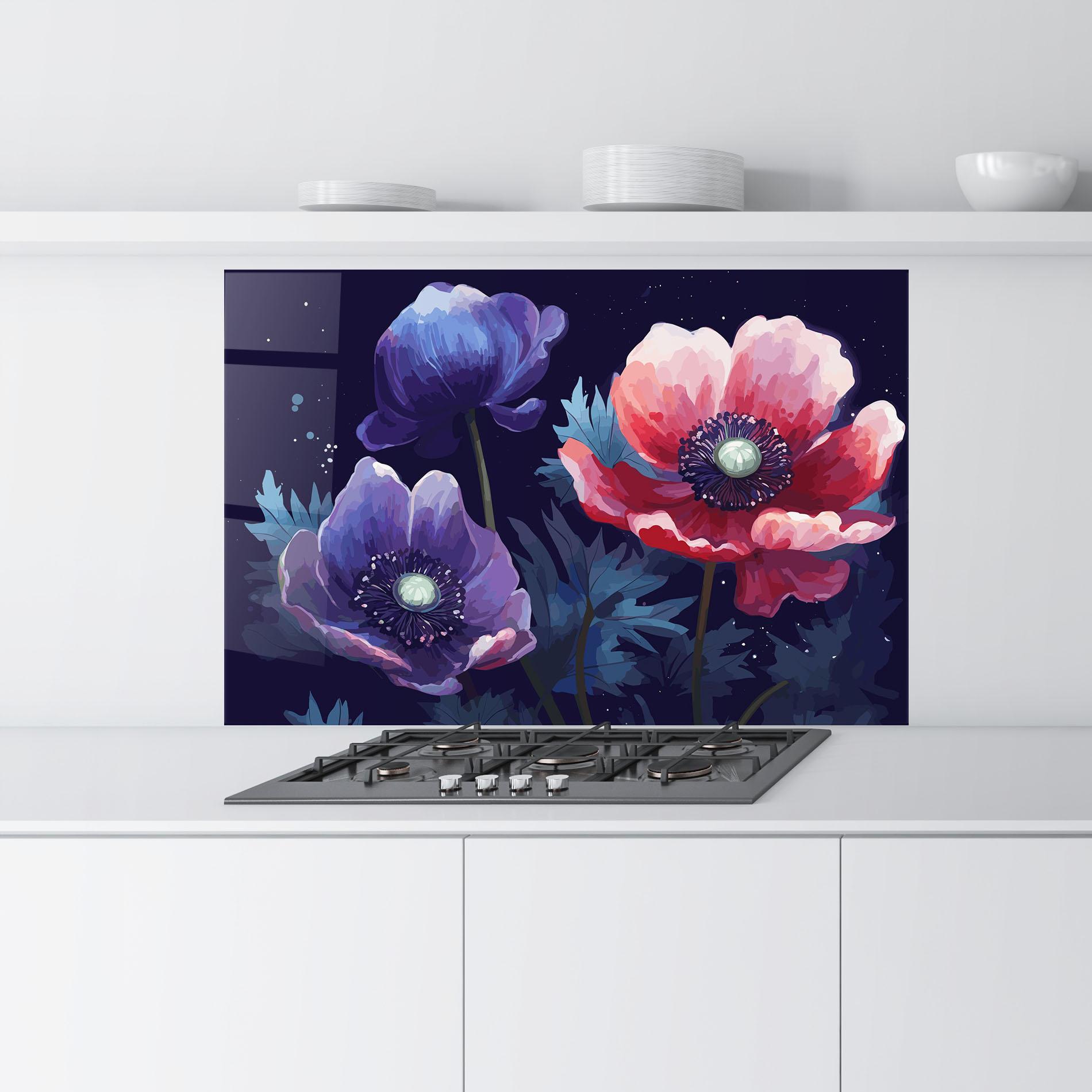 Стъклен панел за кухня Night Poppy Art mockup 9