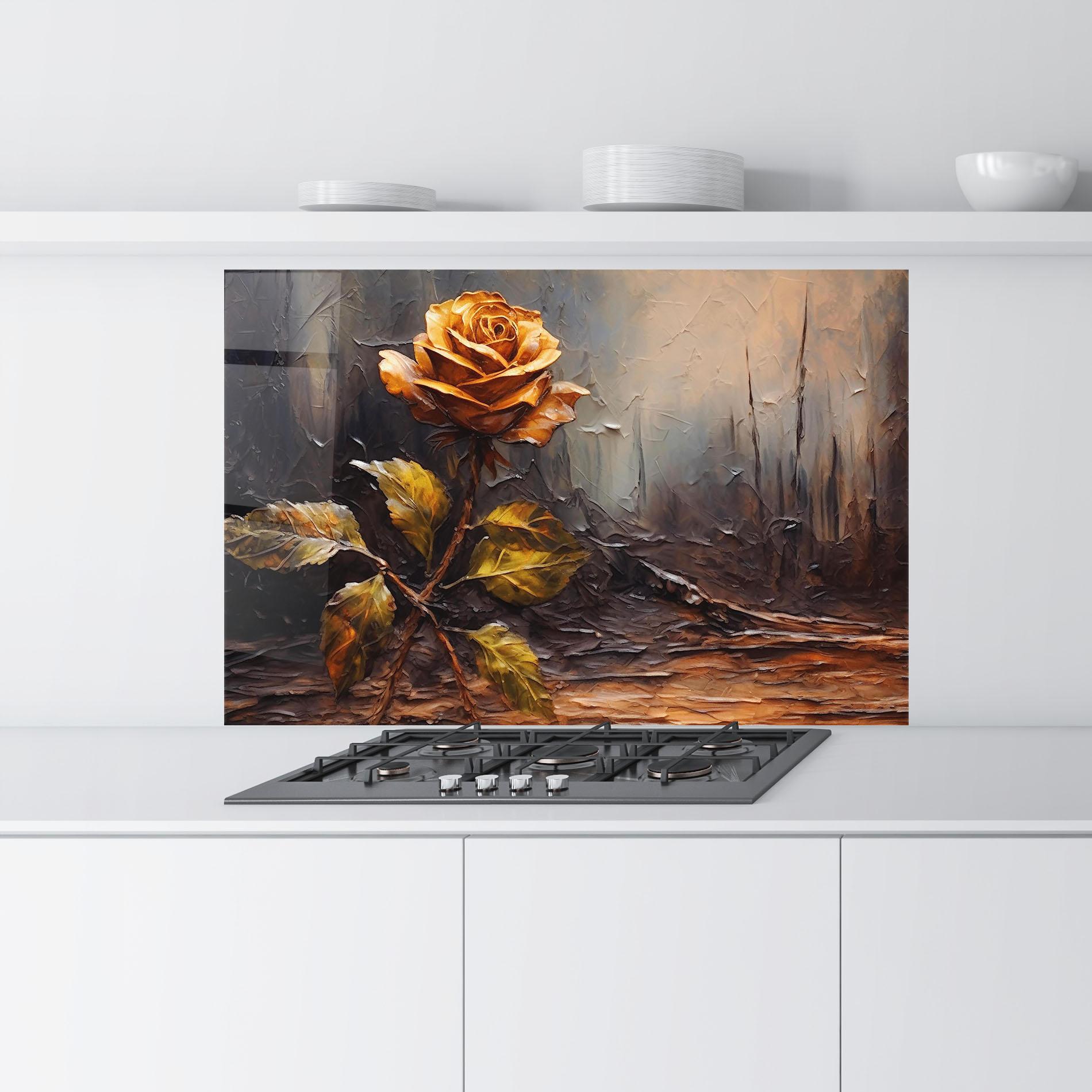 Стъклен панел за кухня Orange Rose Art mockup 9