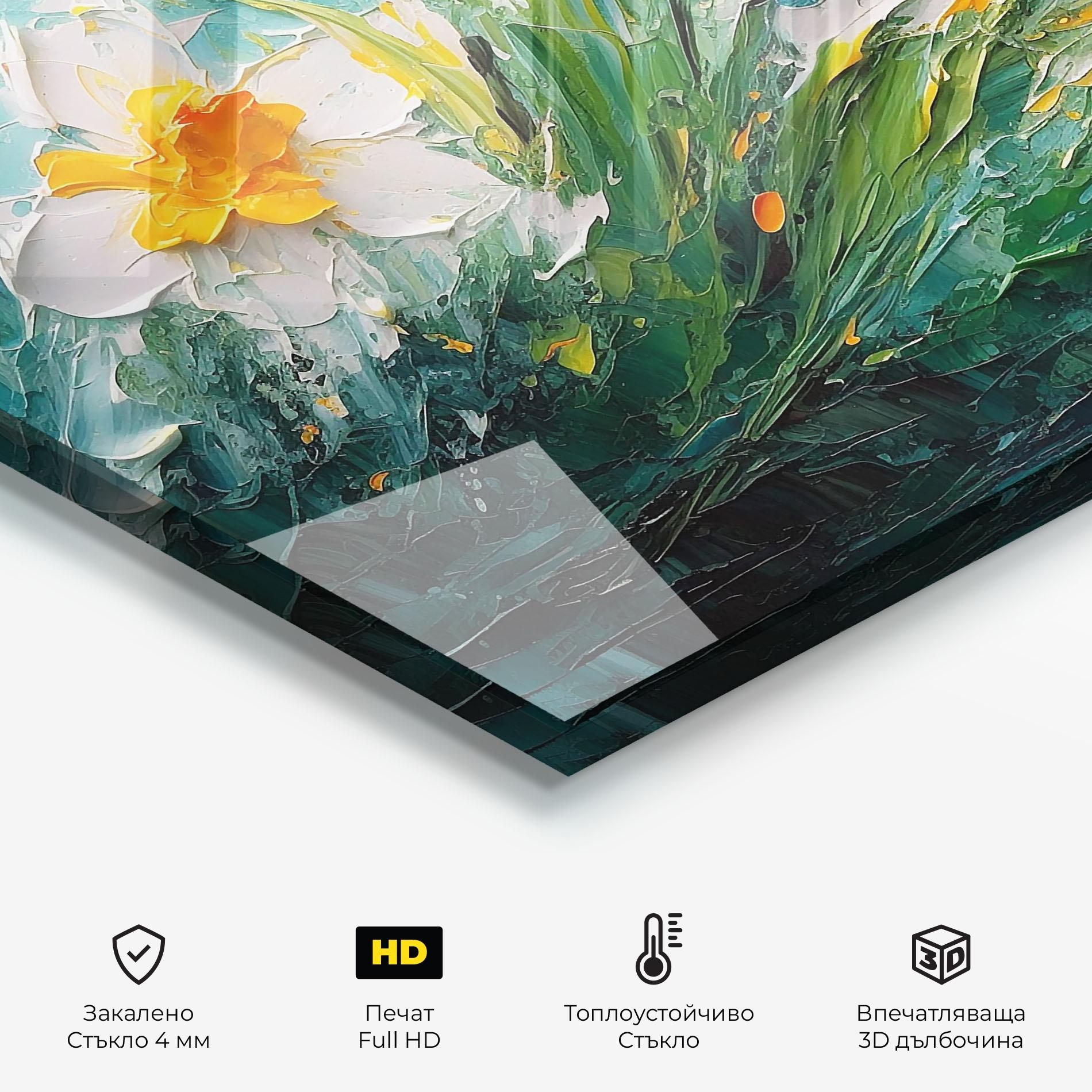 Стъклен панел за кухня Abstract Flower Painting mockup 2