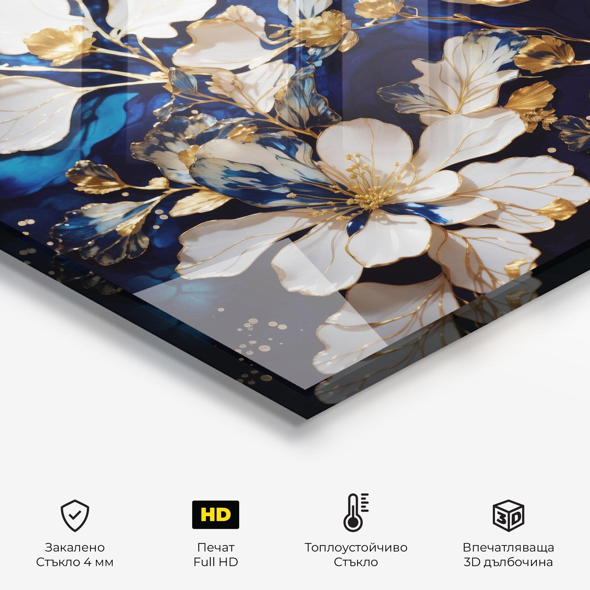 Стъклен панел за кухня Beautiful Golden White Rose mockup 2