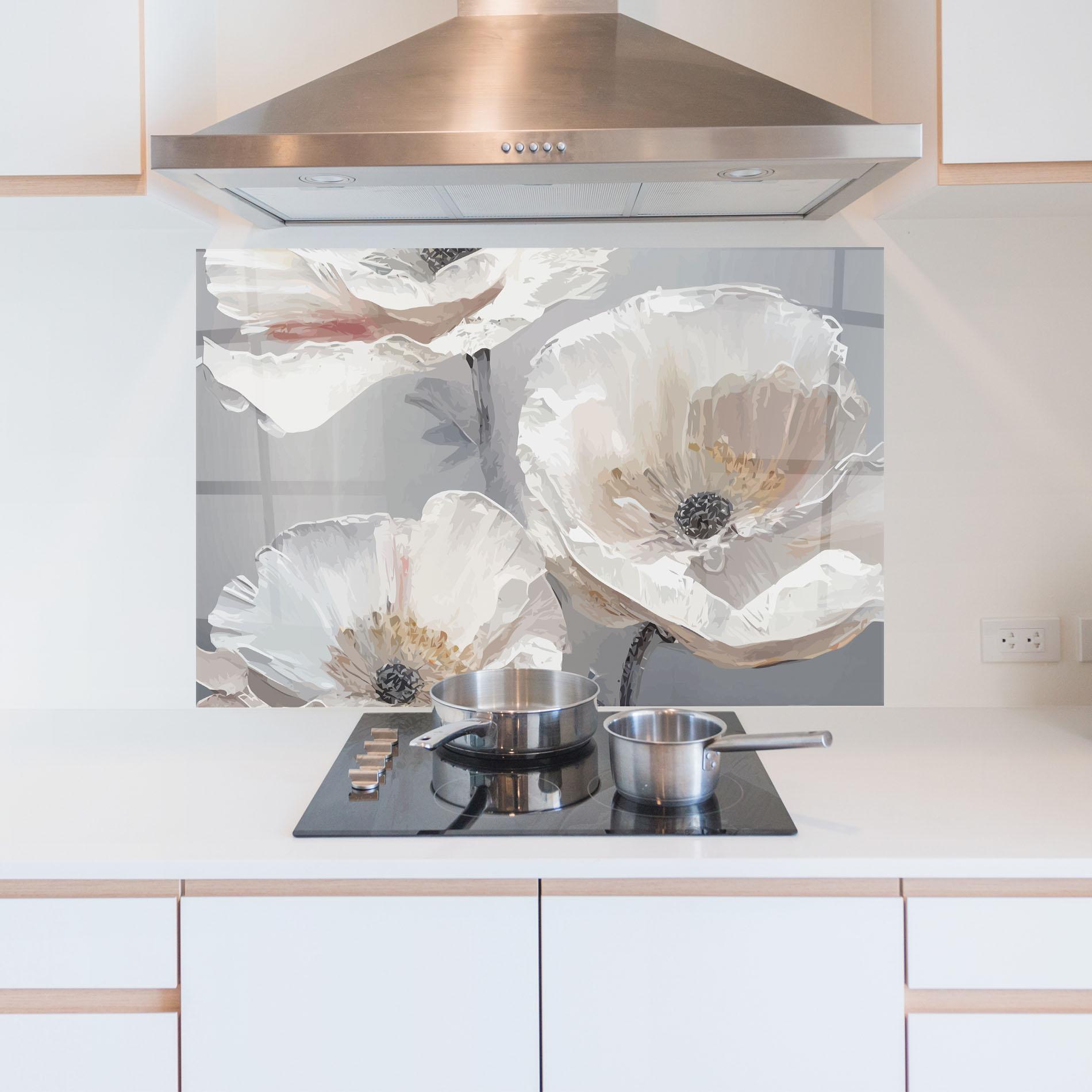 Стъклен панел за кухня Cream Mix Flower mockup 5
