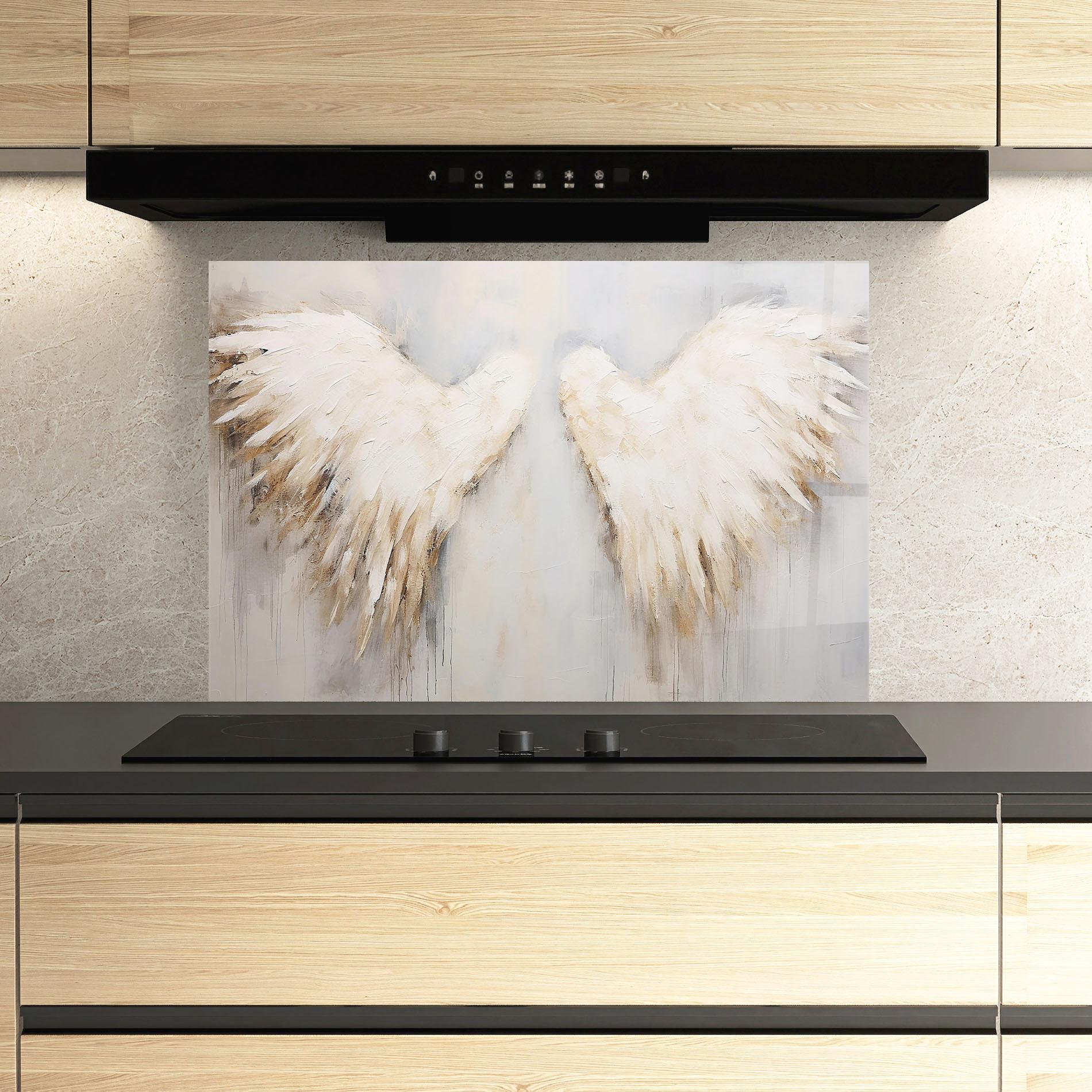 Стъклен панел за кухня Cream White Wings mockup 3