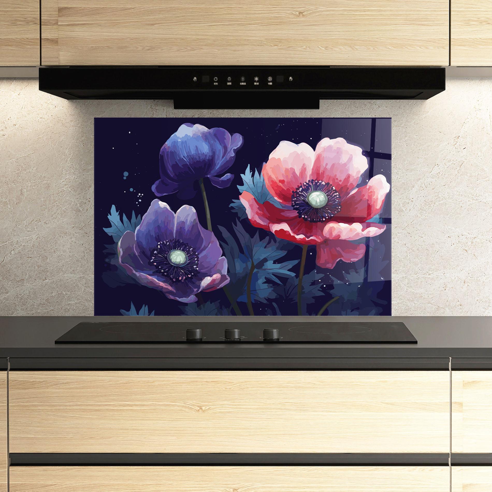Стъклен панел за кухня Night Poppy Art mockup 3