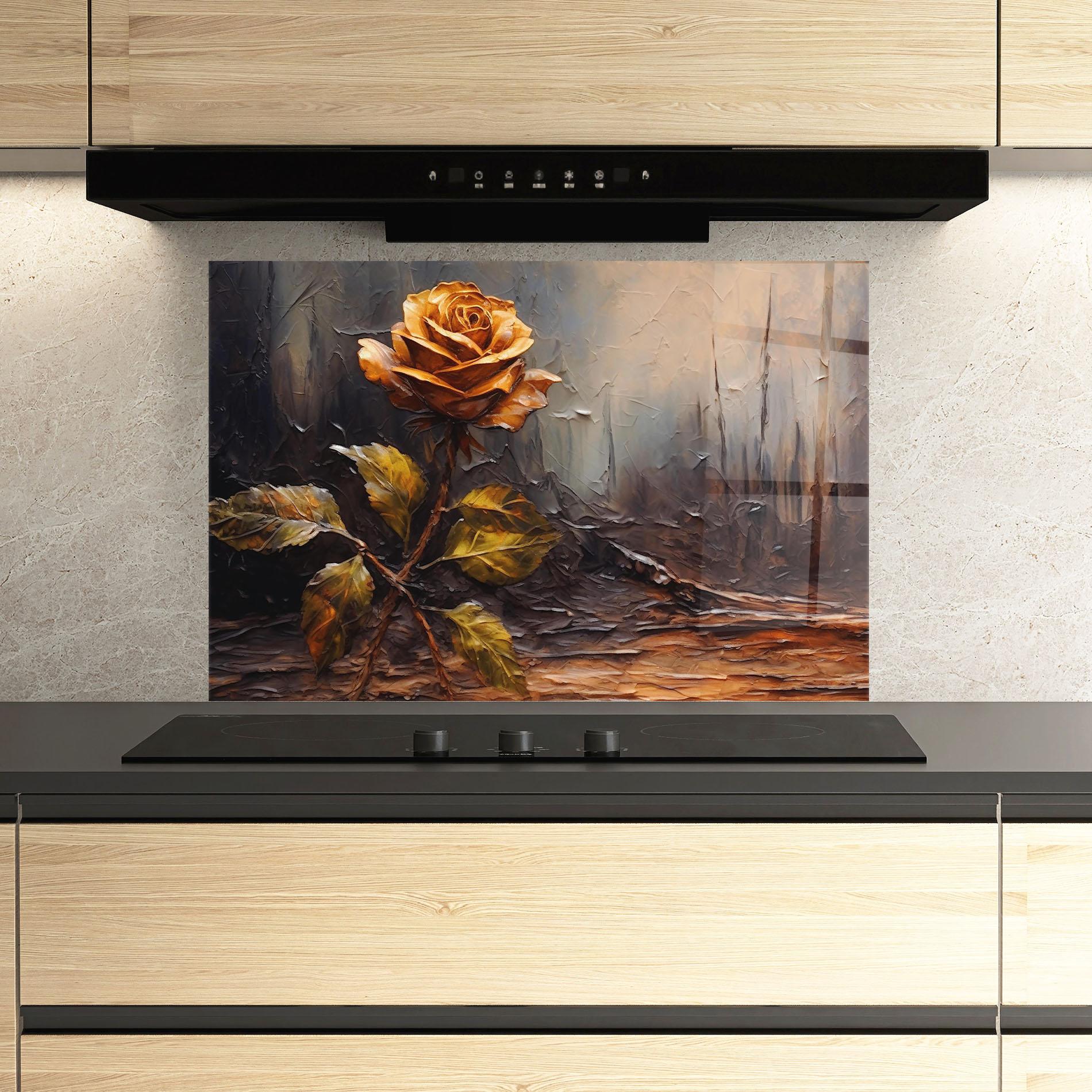 Стъклен панел за кухня Orange Rose Art mockup 3