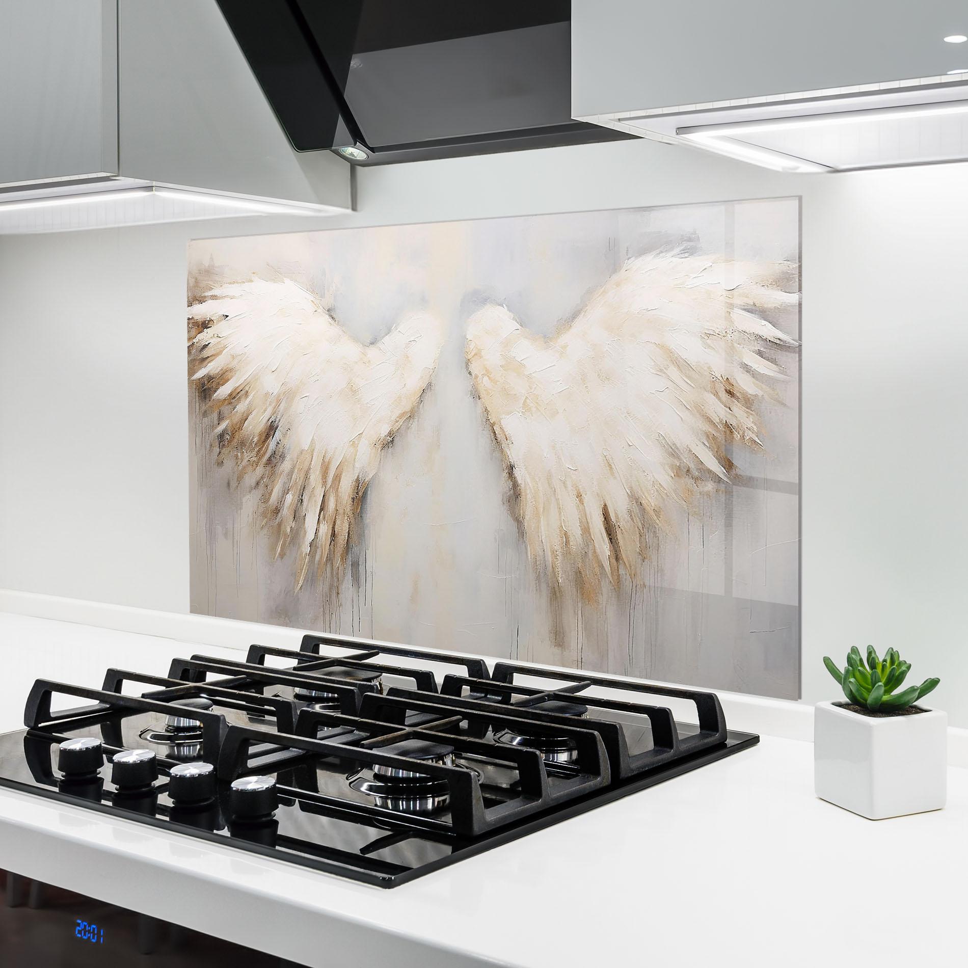 Стъклен панел за кухня Cream White Wings mockup 6