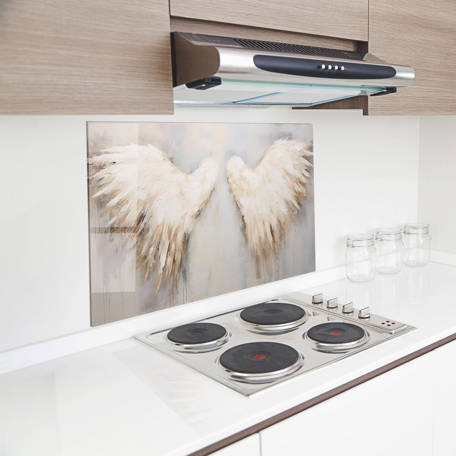Стъклен панел за кухня Cream White Wings mockup 8