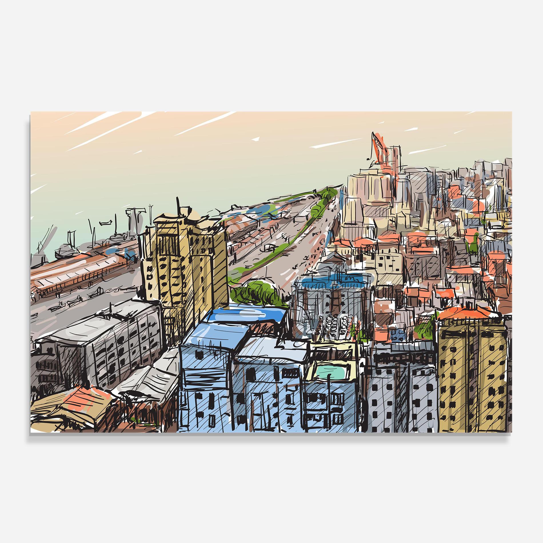 Стъклен панел за кухня Big African City mockup 0