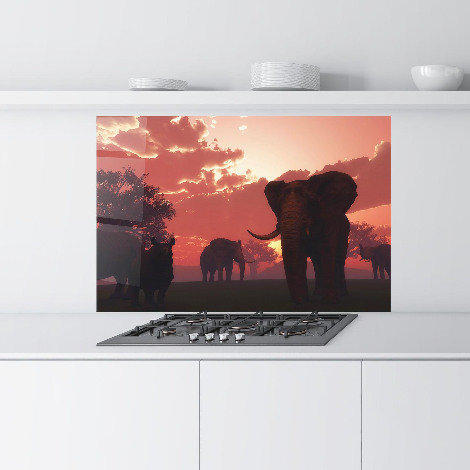 Стъклен панел за кухня African Elephant View mockup 9