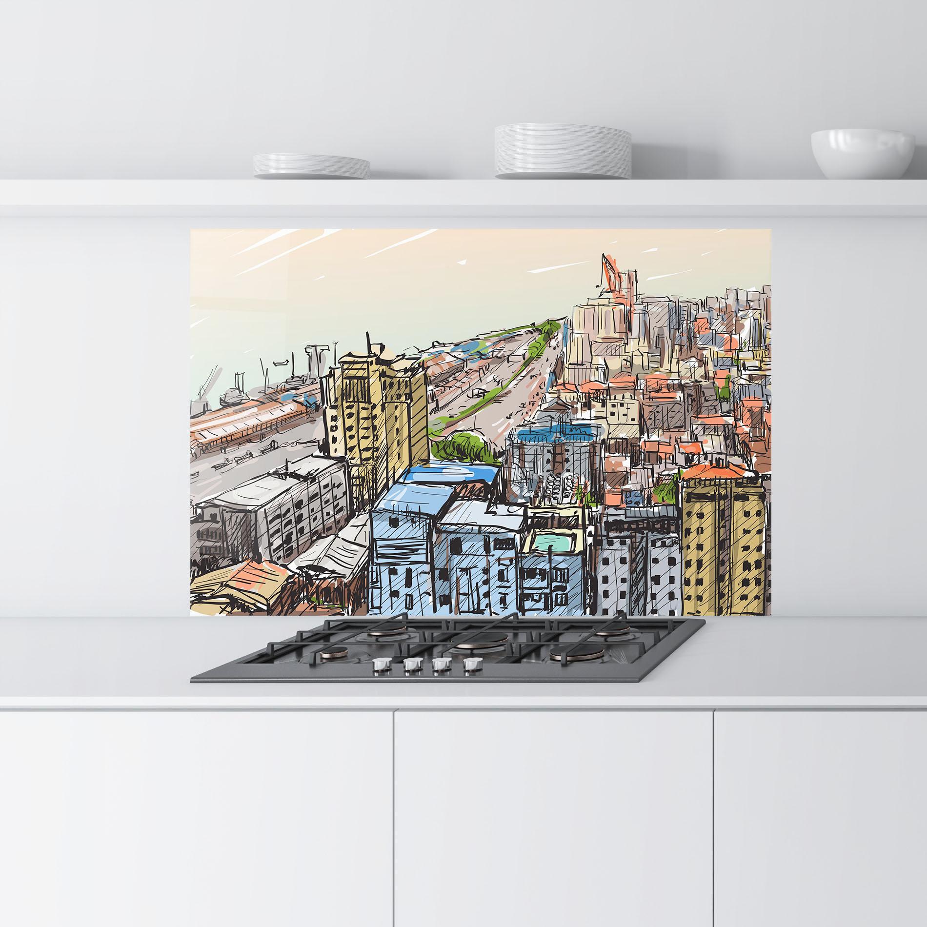 Стъклен панел за кухня Big African City mockup 9