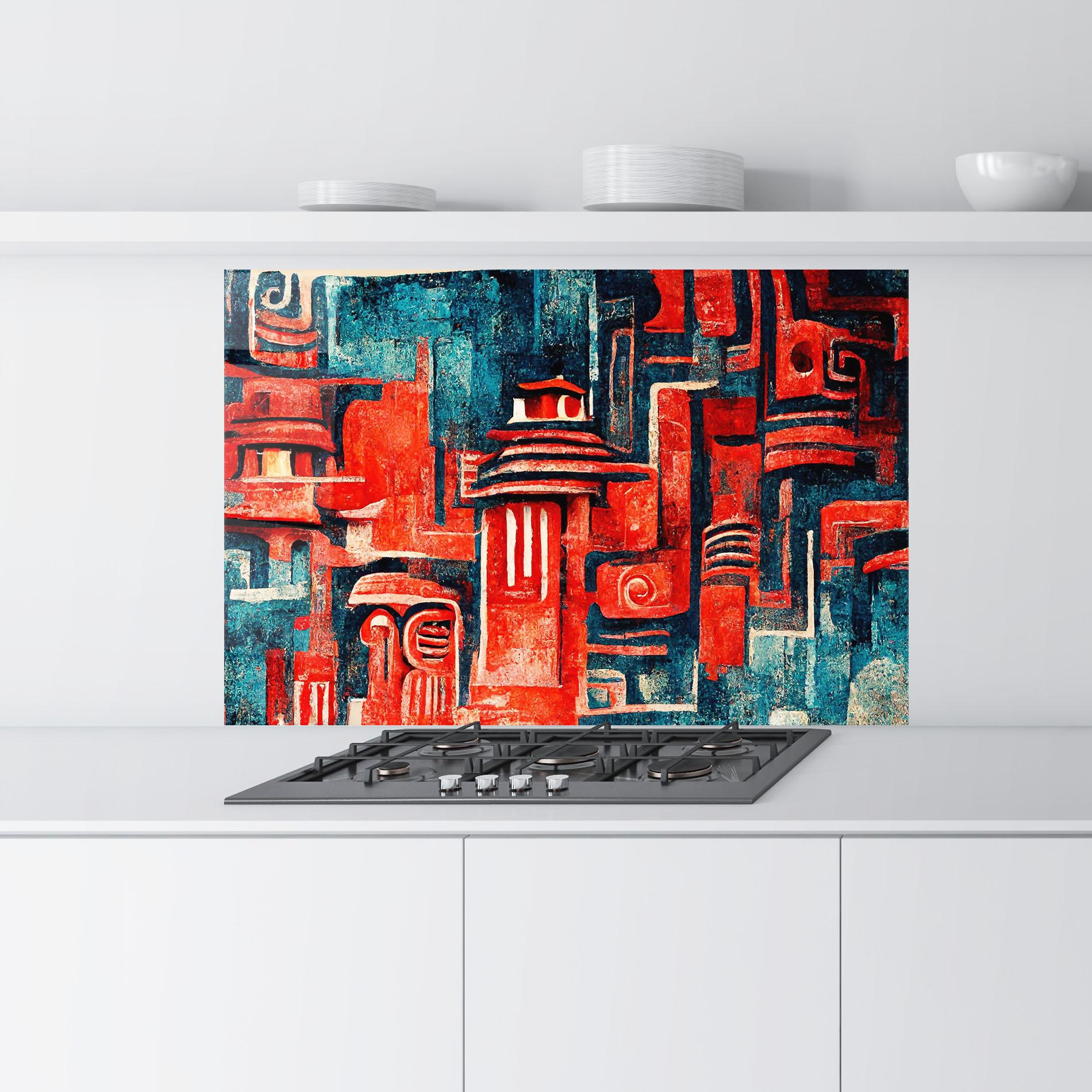 Стъклен панел за кухня Decorative Navy Red mockup 9