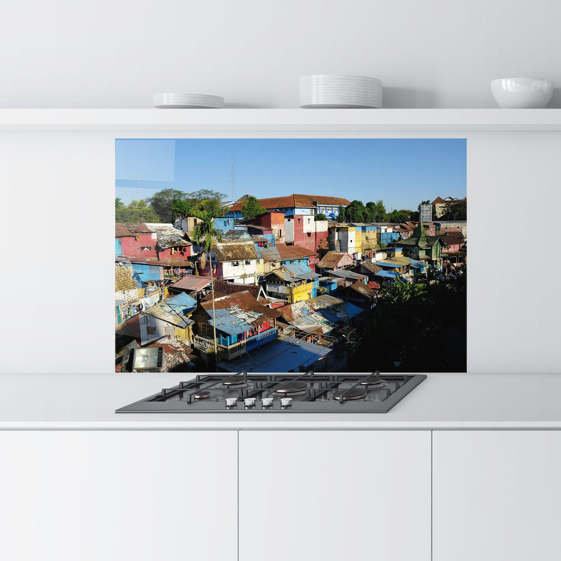 Стъклен панел за кухня Slum Building mockup 9