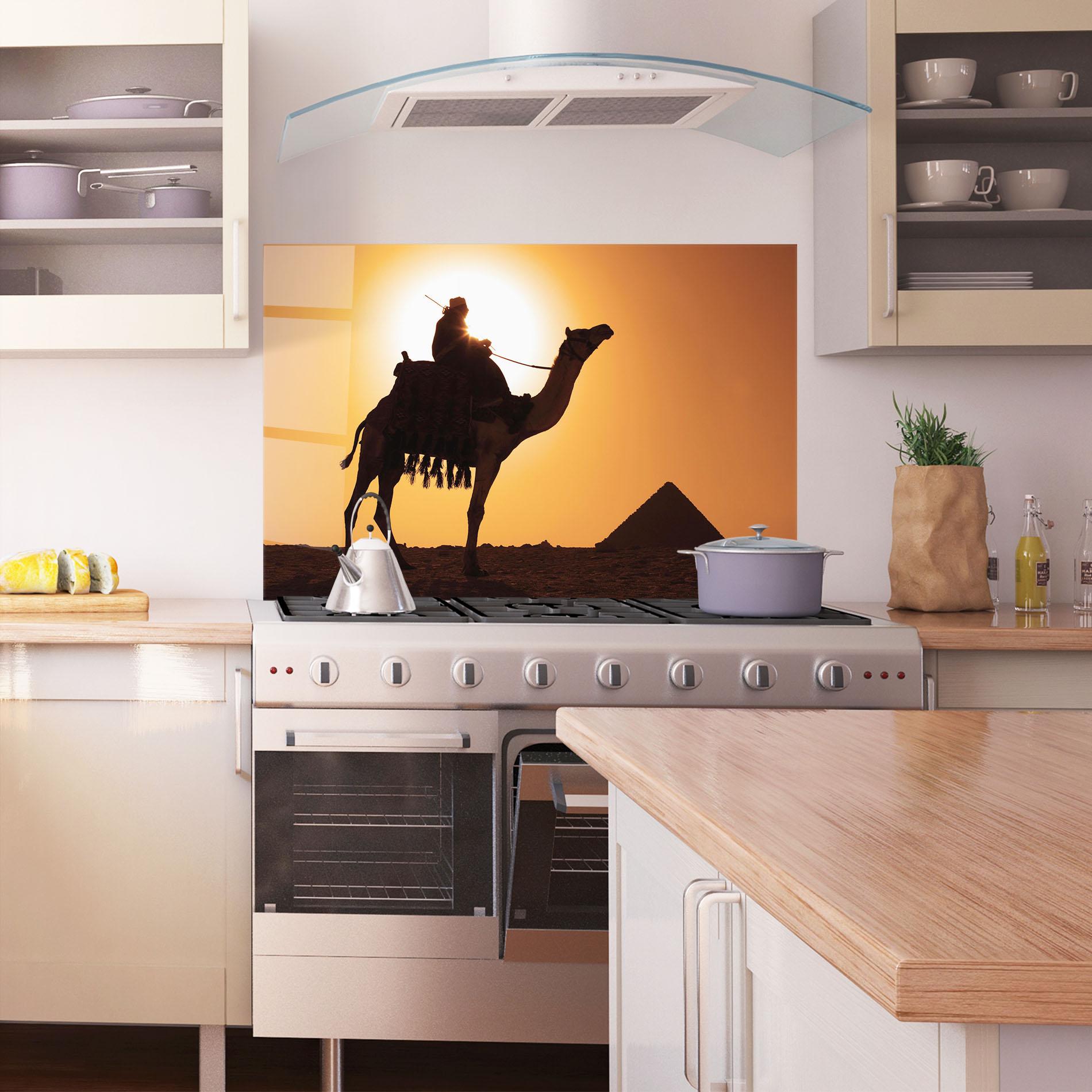 Стъклен панел за кухня Pyramids Sunset mockup 1