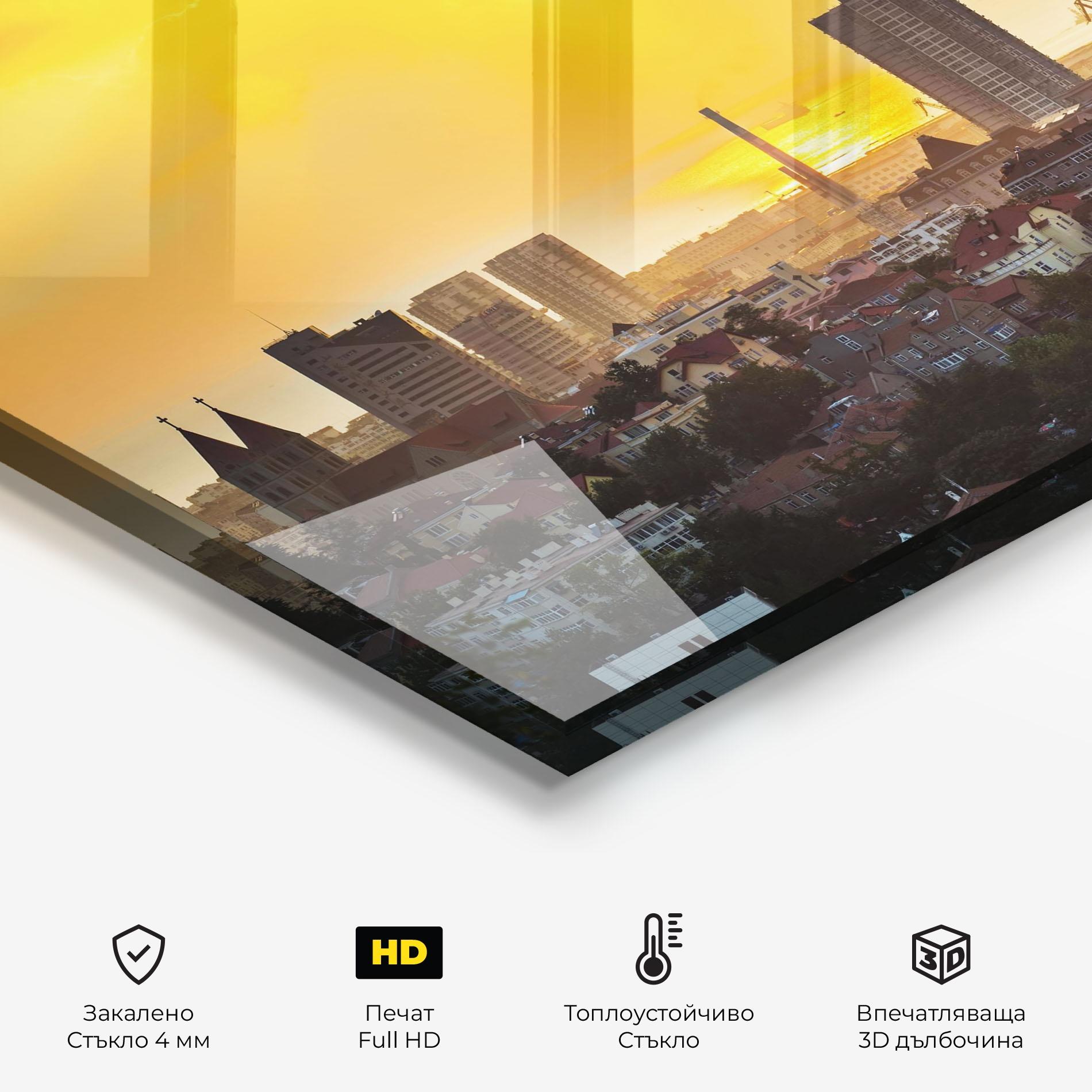 Стъклен панел за кухня City Illuminate Sun mockup 2