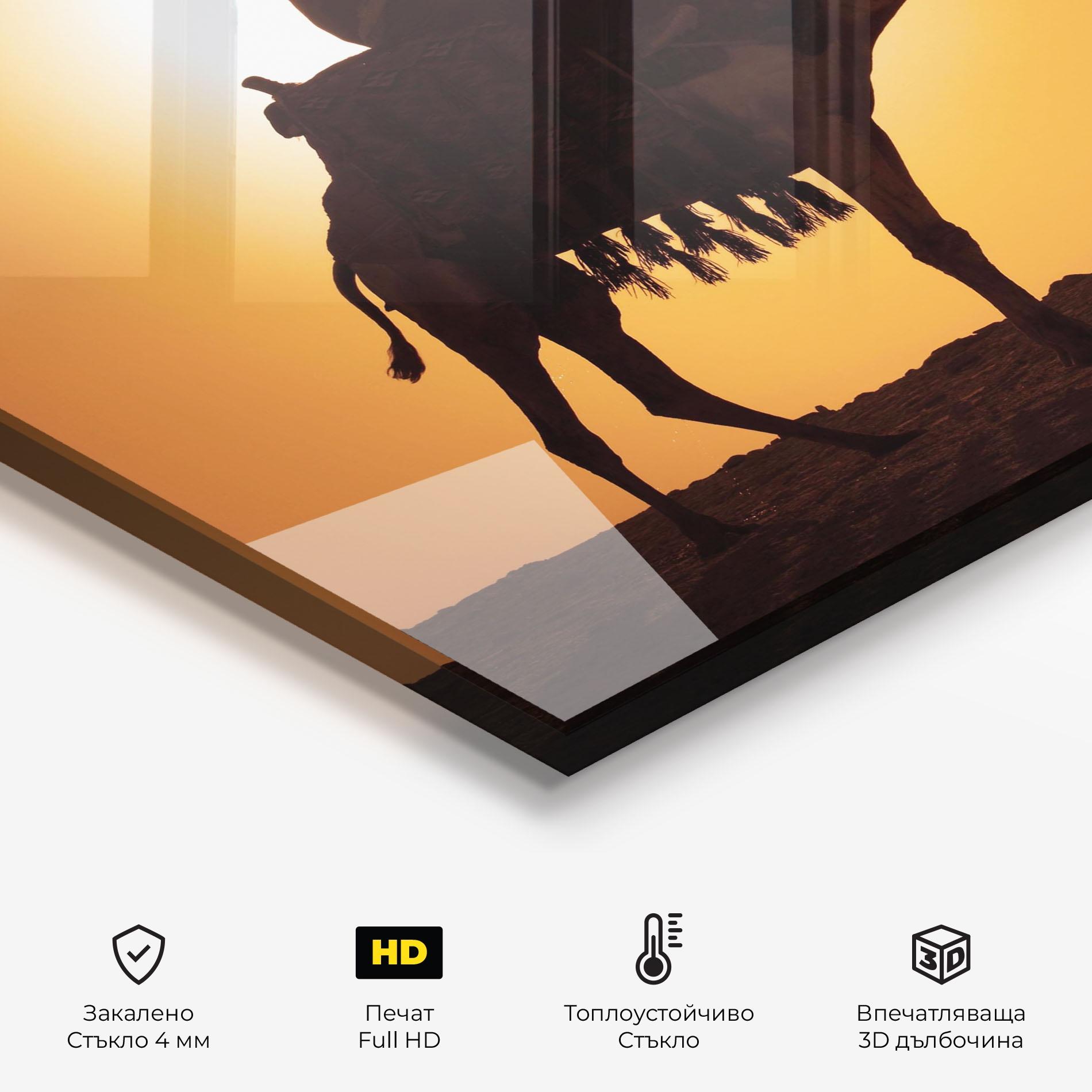 Стъклен панел за кухня Pyramids Sunset mockup 2