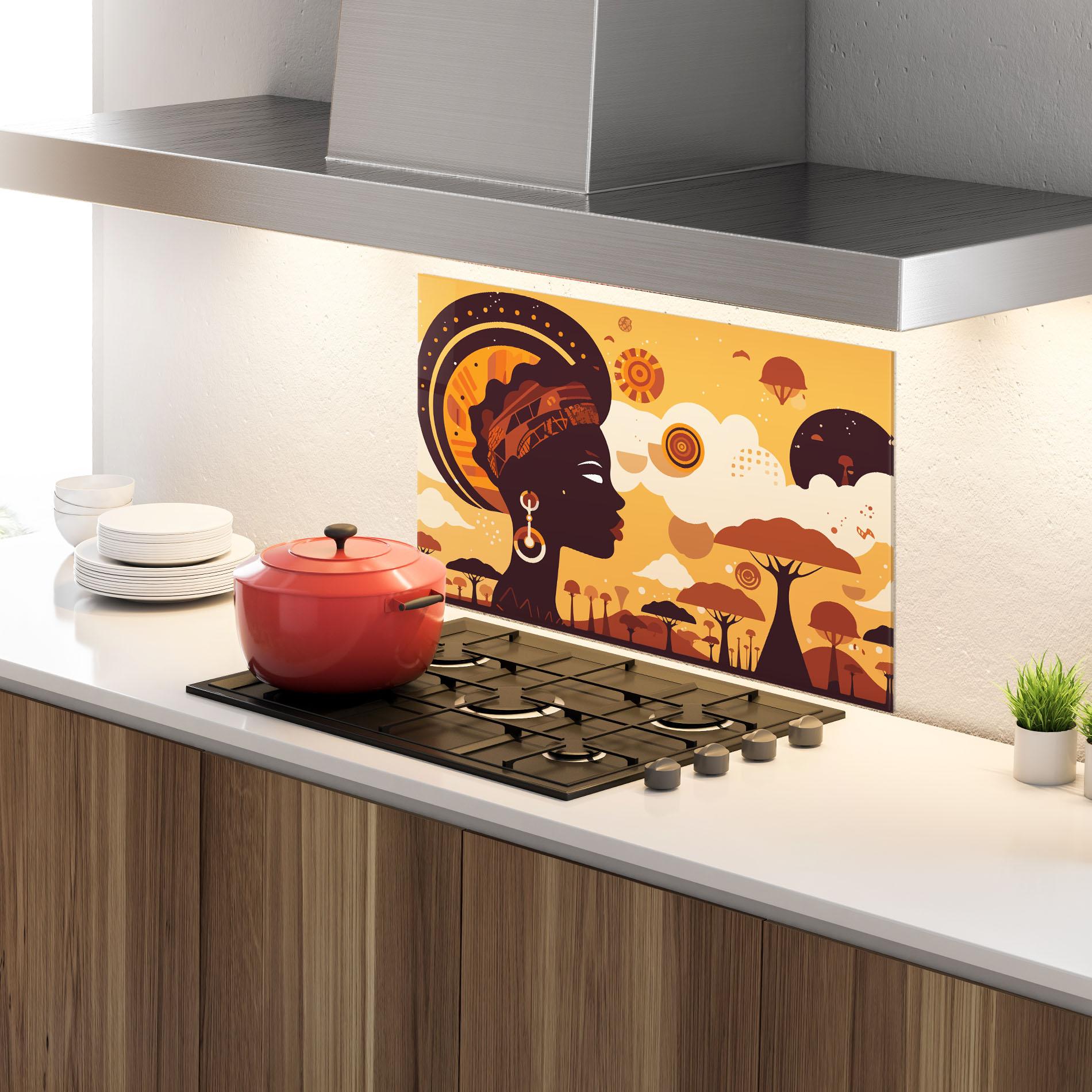 Стъклен панел за кухня African Art mockup 4