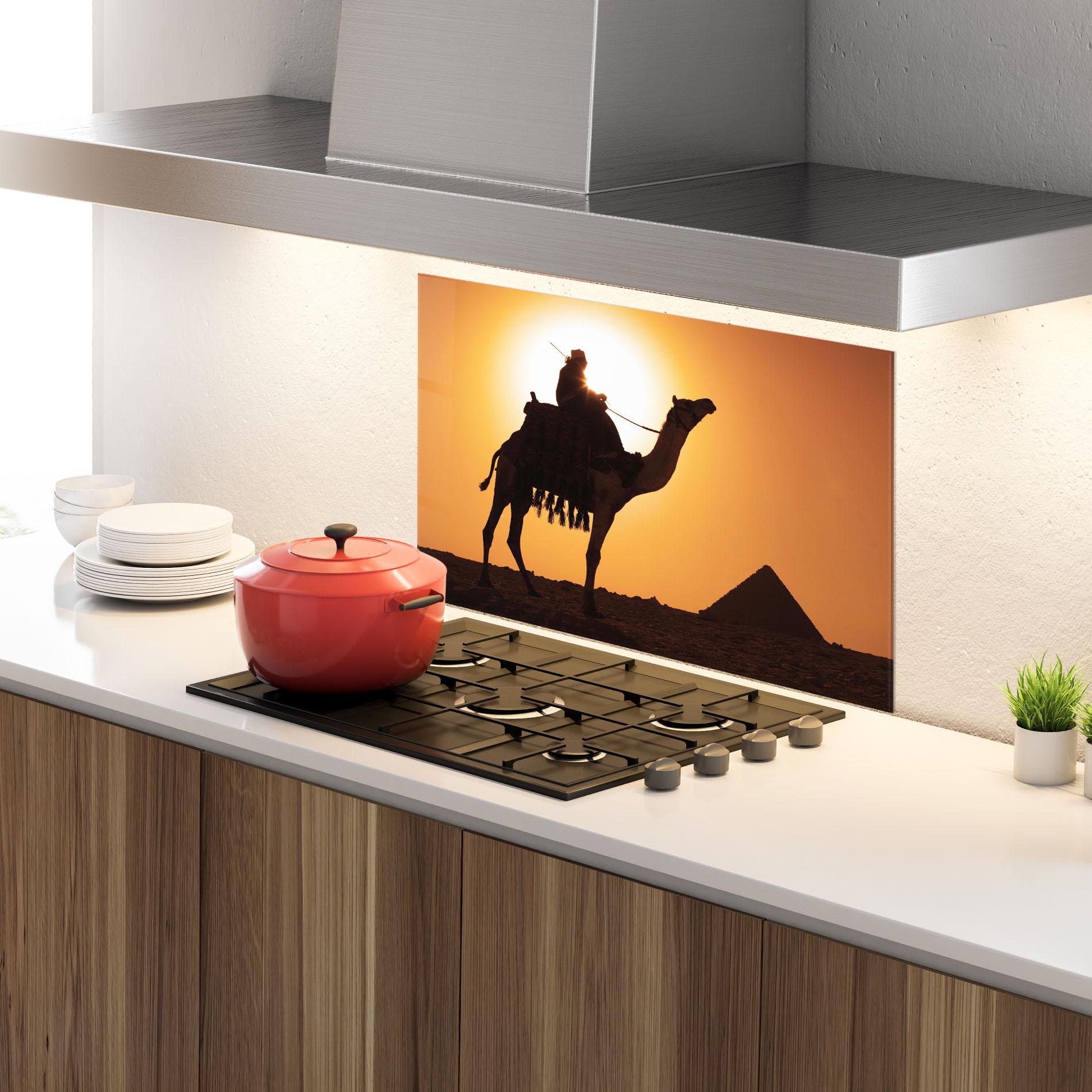 Стъклен панел за кухня Pyramids Sunset mockup 4