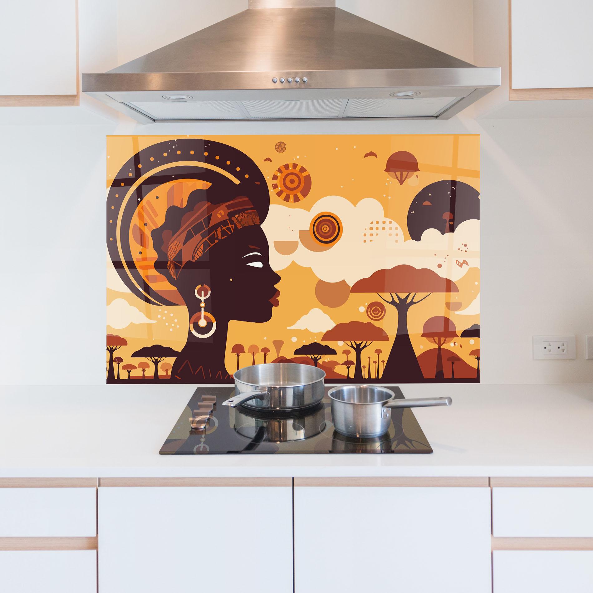 Стъклен панел за кухня African Art mockup 5