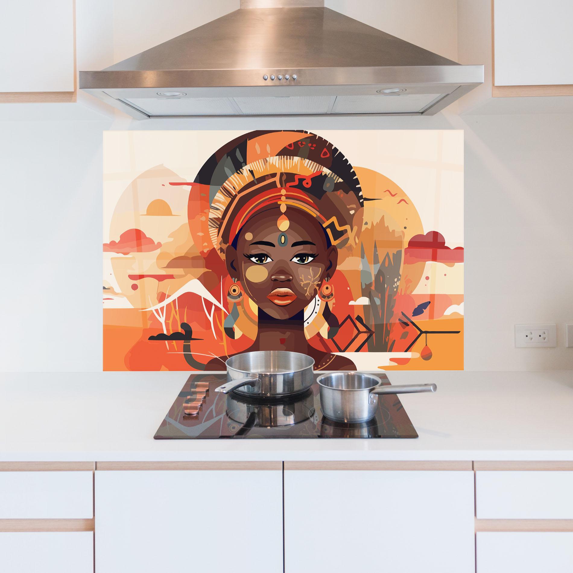 Стъклен панел за кухня African Child Art mockup 5