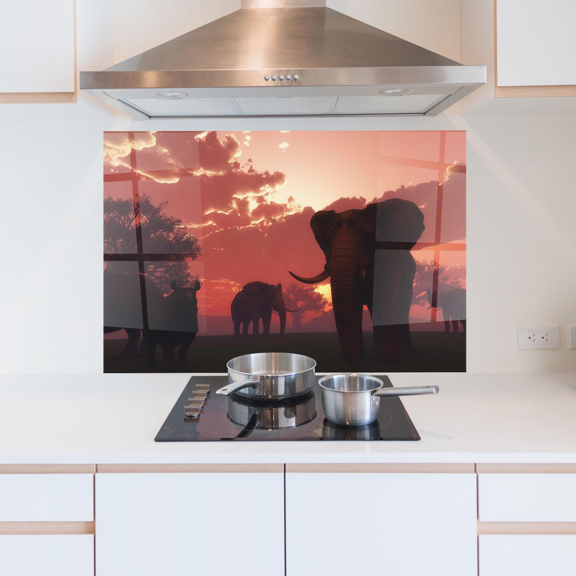 Стъклен панел за кухня African Elephant View mockup 5