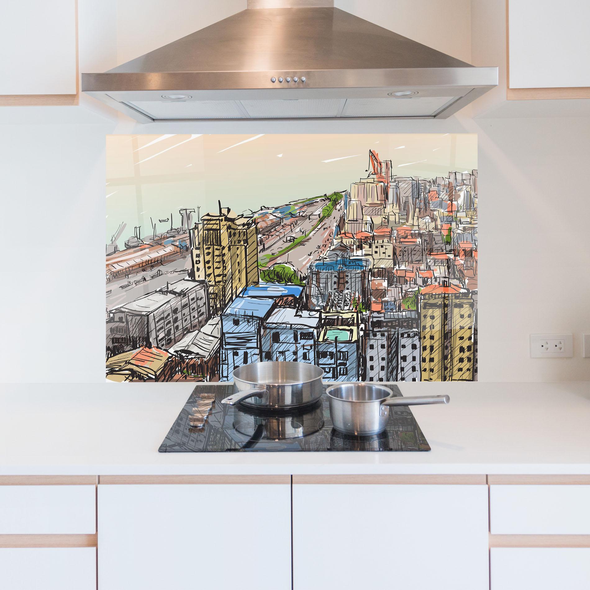 Стъклен панел за кухня Big African City mockup 5