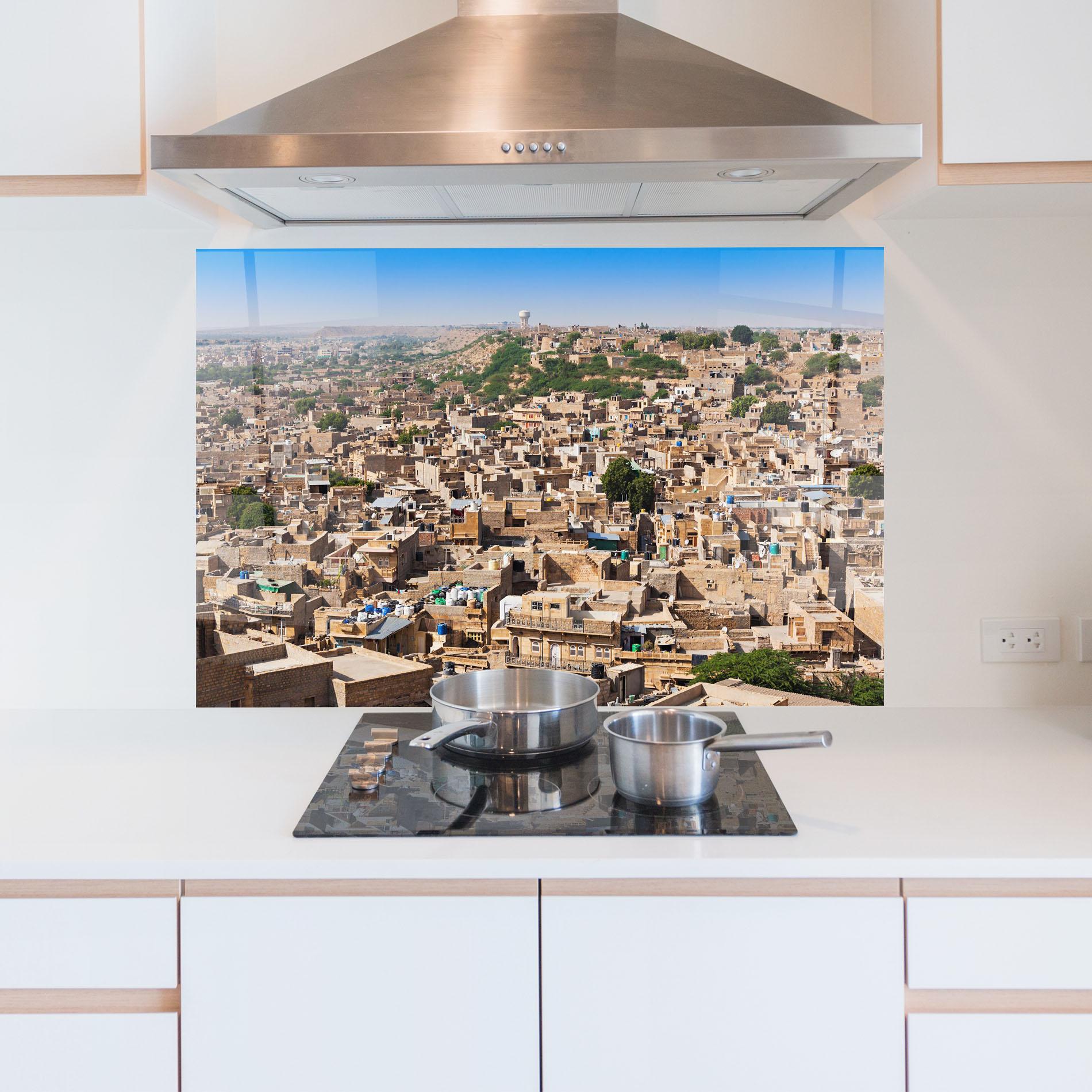 Стъклен панел за кухня Jaisalmer Panorama View mockup 5