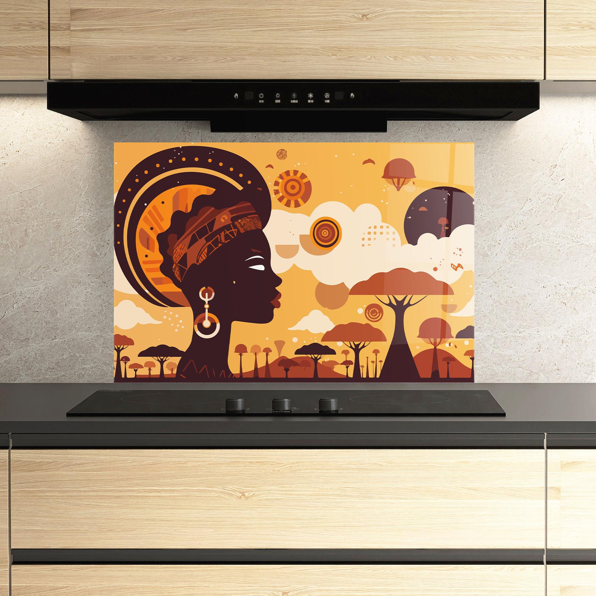 Стъклен панел за кухня African Art mockup 3