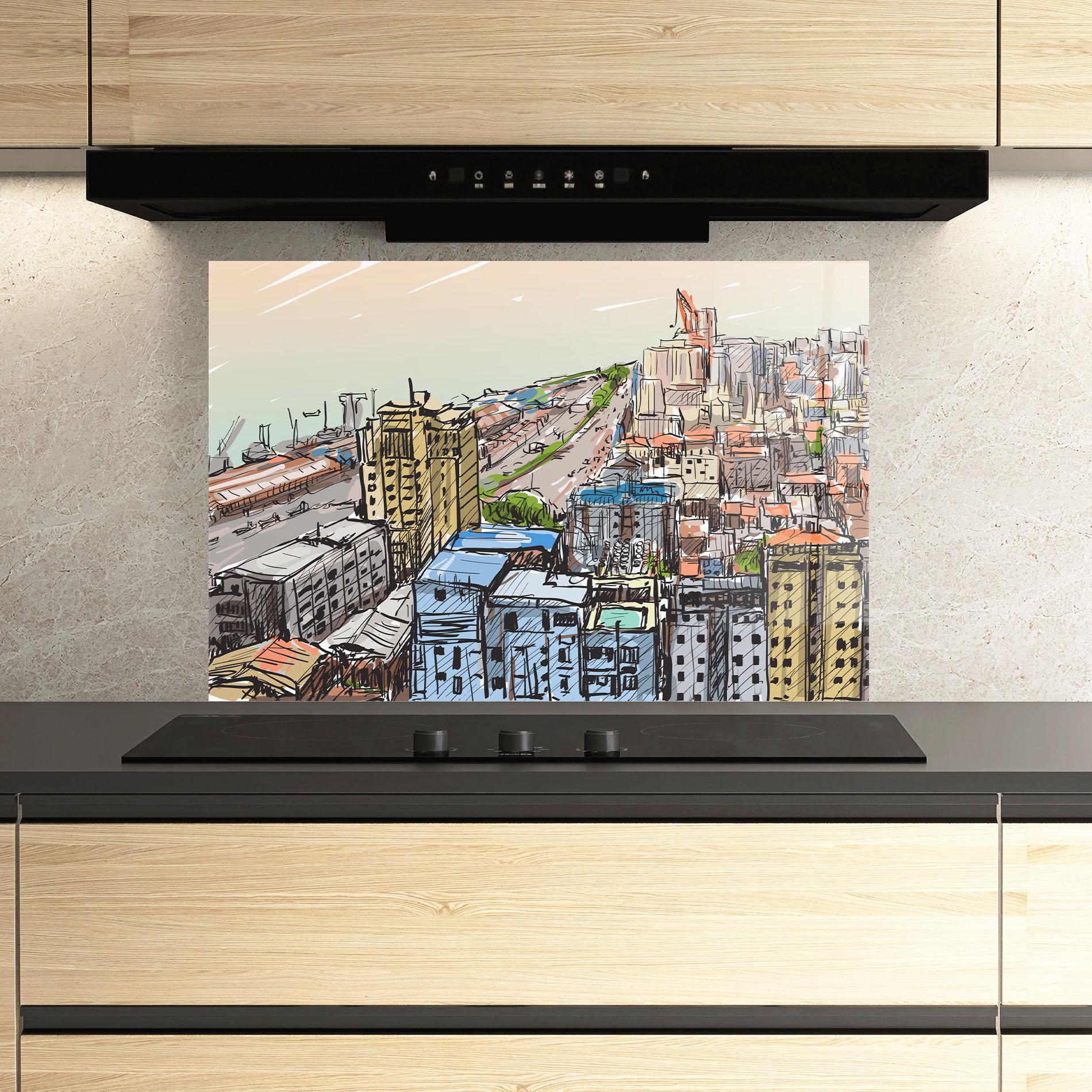 Стъклен панел за кухня Big African City mockup 3