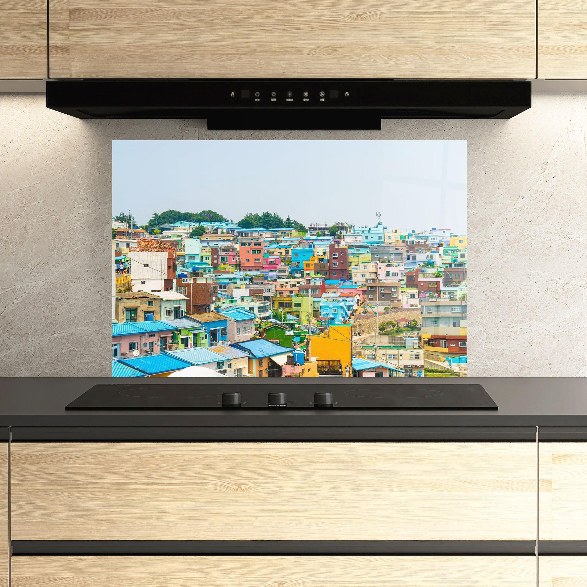 Стъклен панел за кухня Gamcheon Culture mockup 3