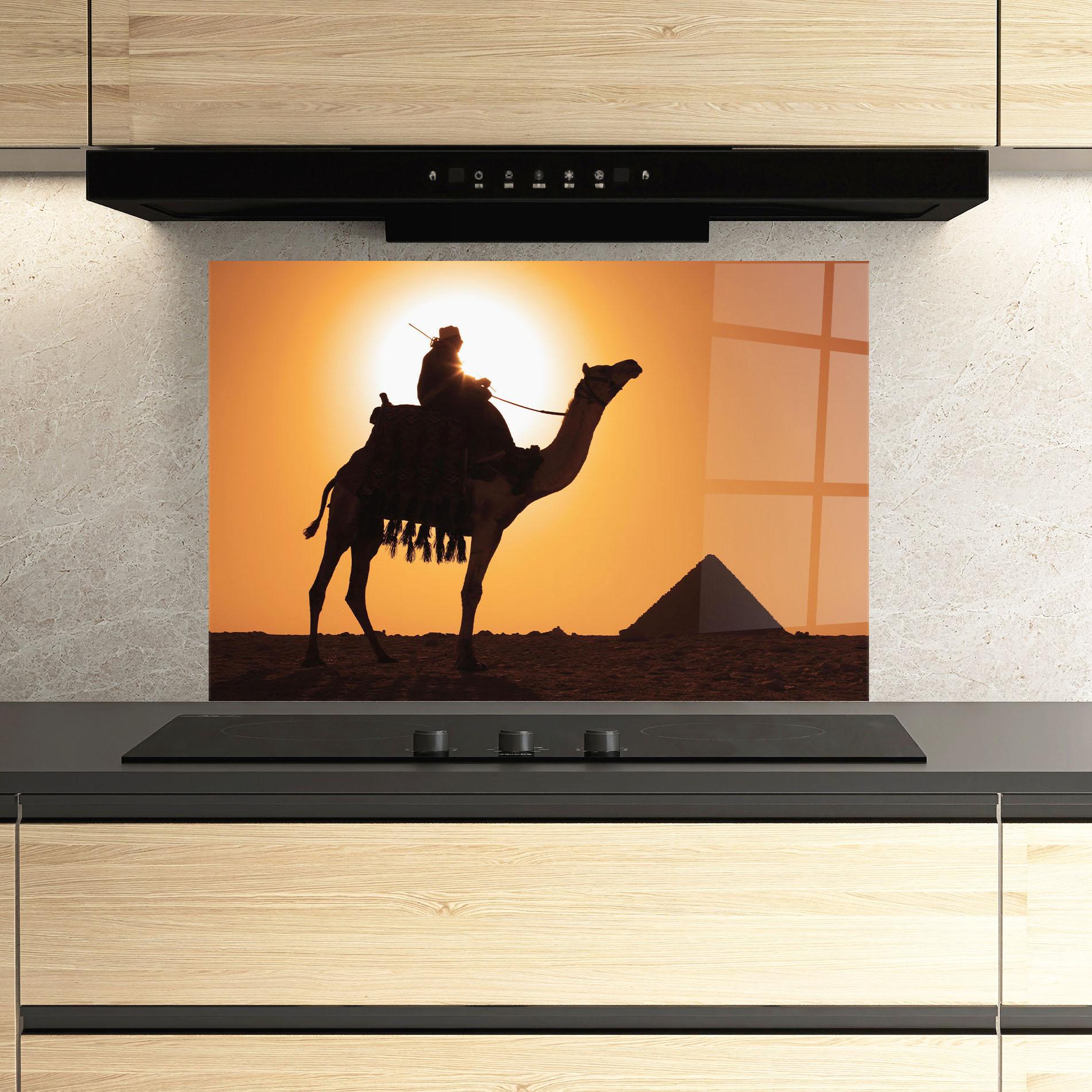 Стъклен панел за кухня Pyramids Sunset mockup 3