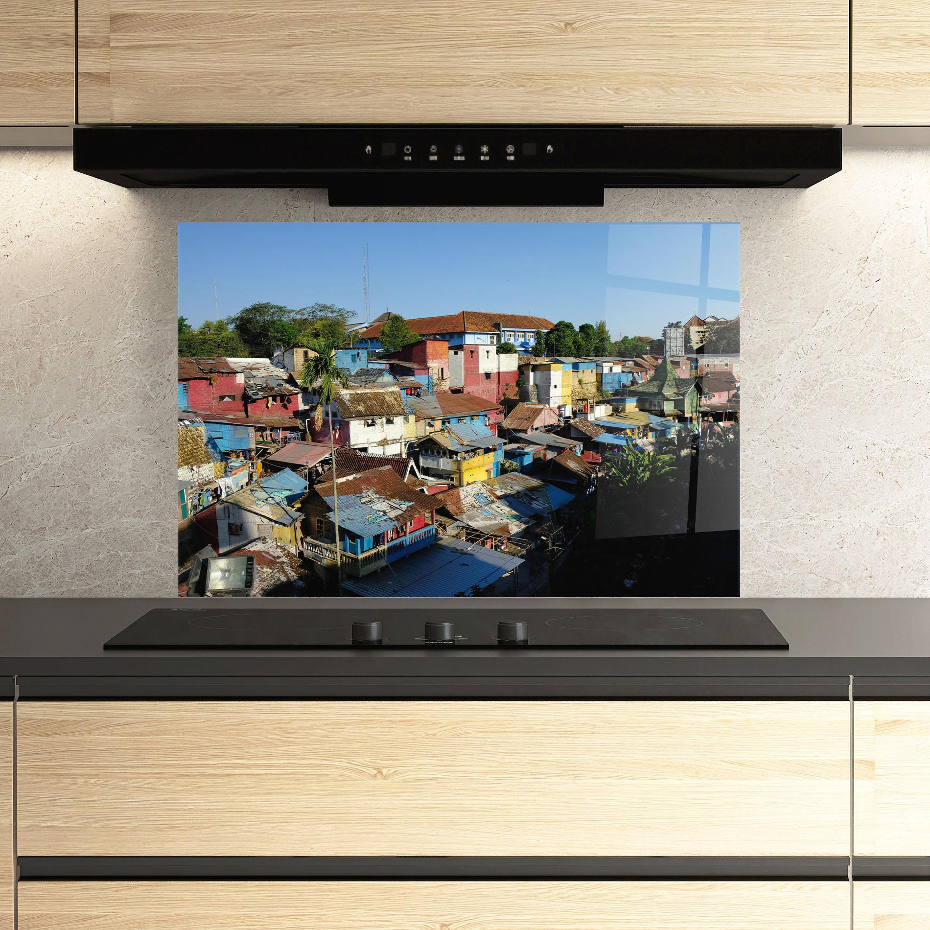 Стъклен панел за кухня Slum Building mockup 3