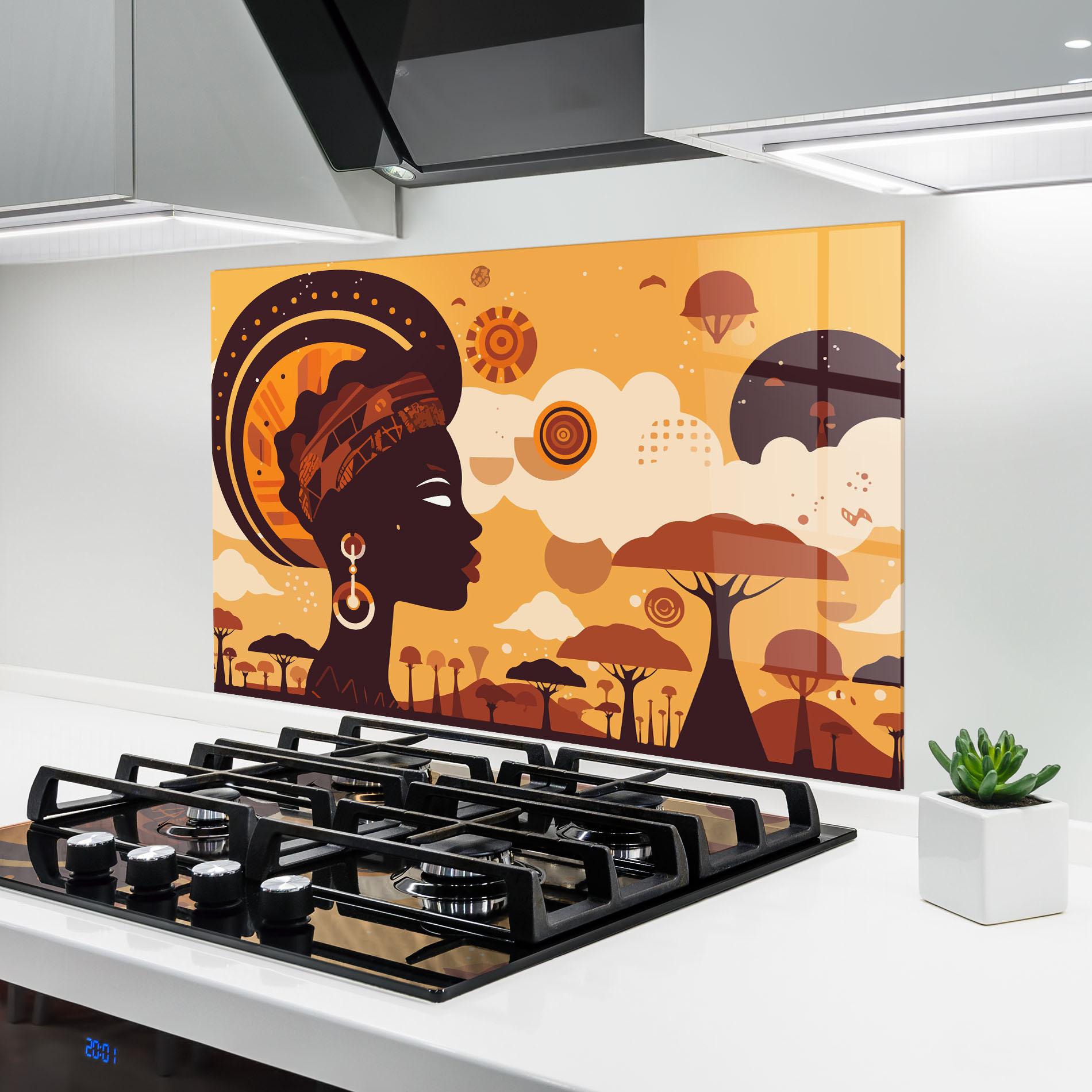 Стъклен панел за кухня African Art mockup 6