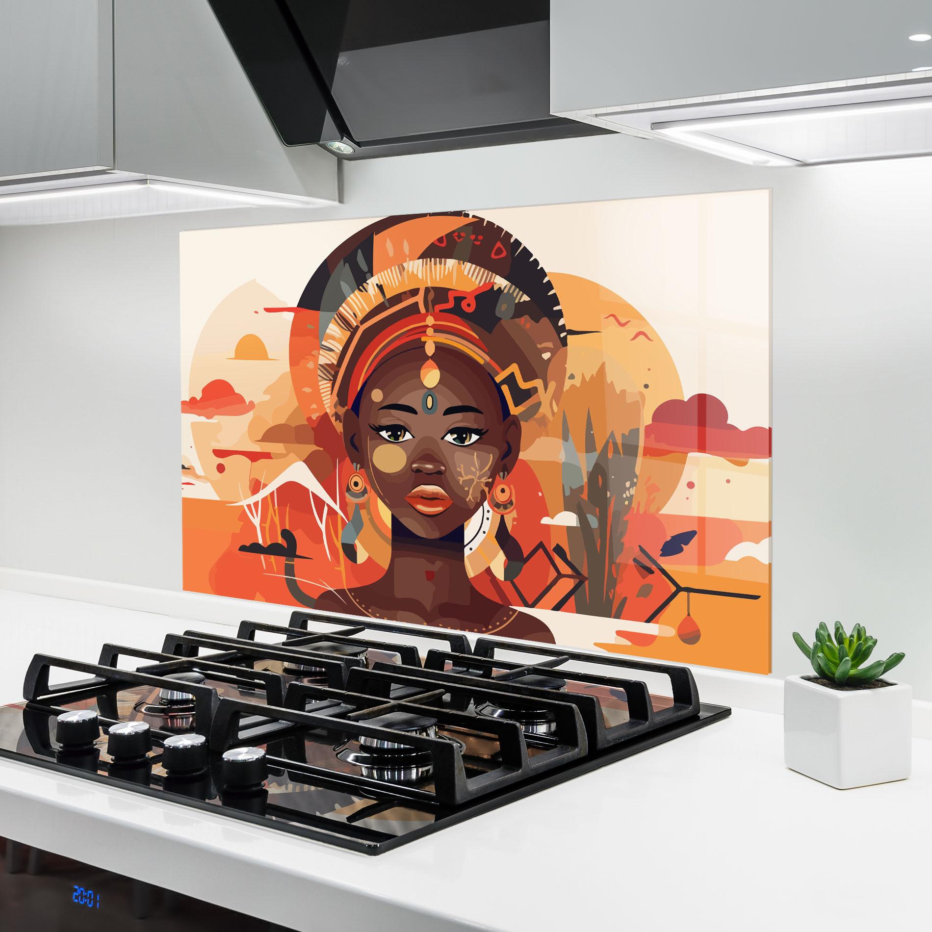 Стъклен панел за кухня African Child Art mockup 6