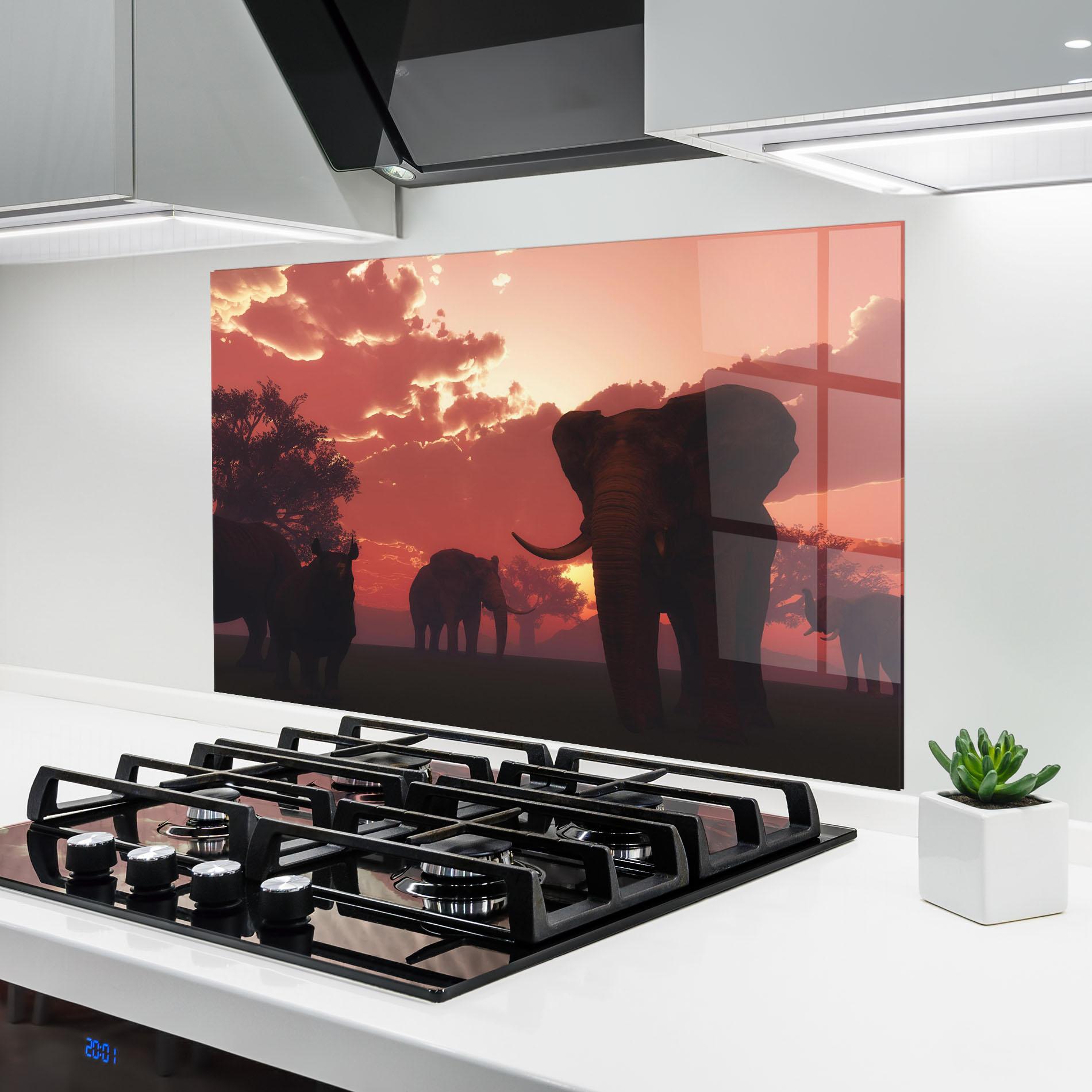 Стъклен панел за кухня African Elephant View mockup 6