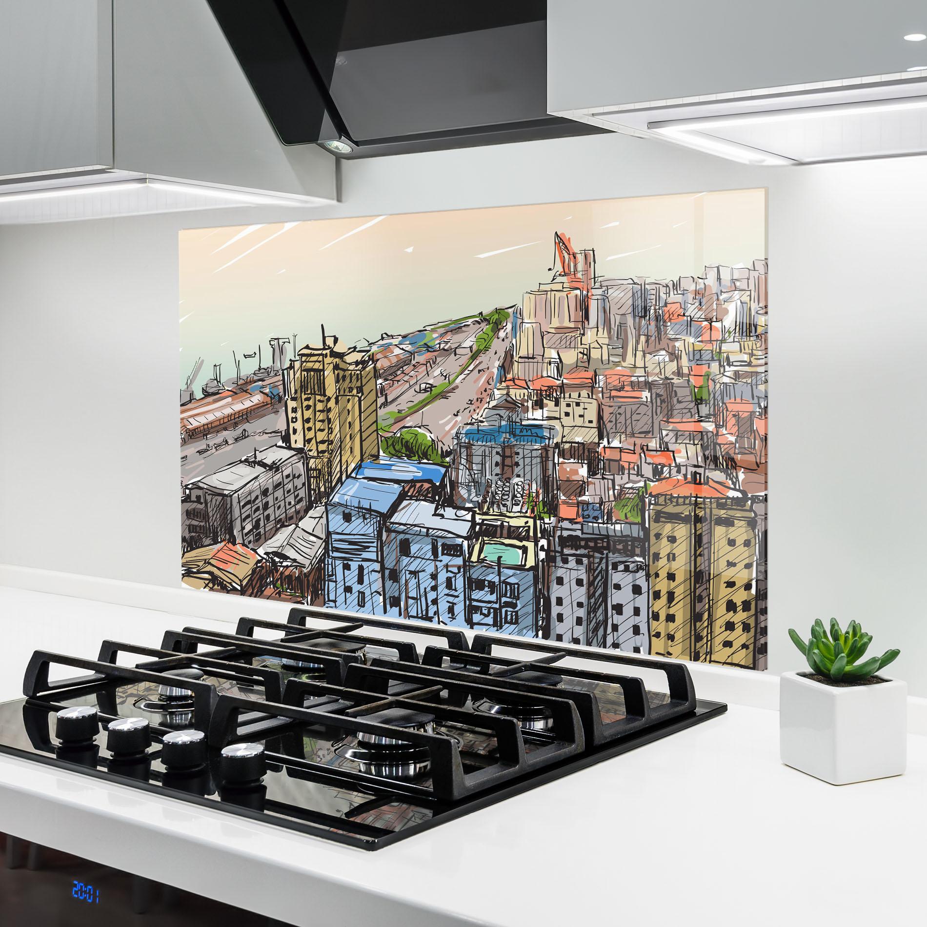 Стъклен панел за кухня Big African City mockup 6