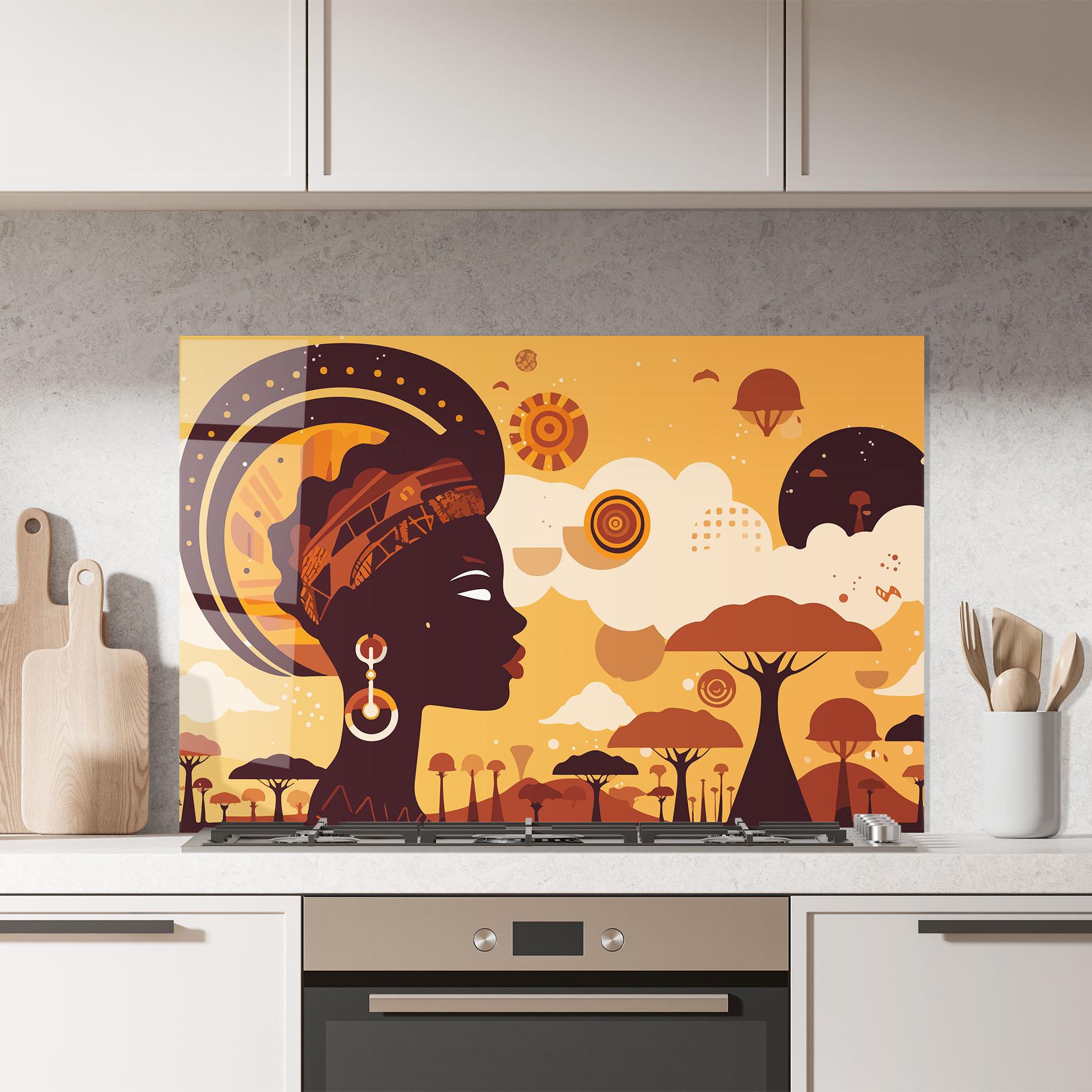 Стъклен панел за кухня African Art mockup 7