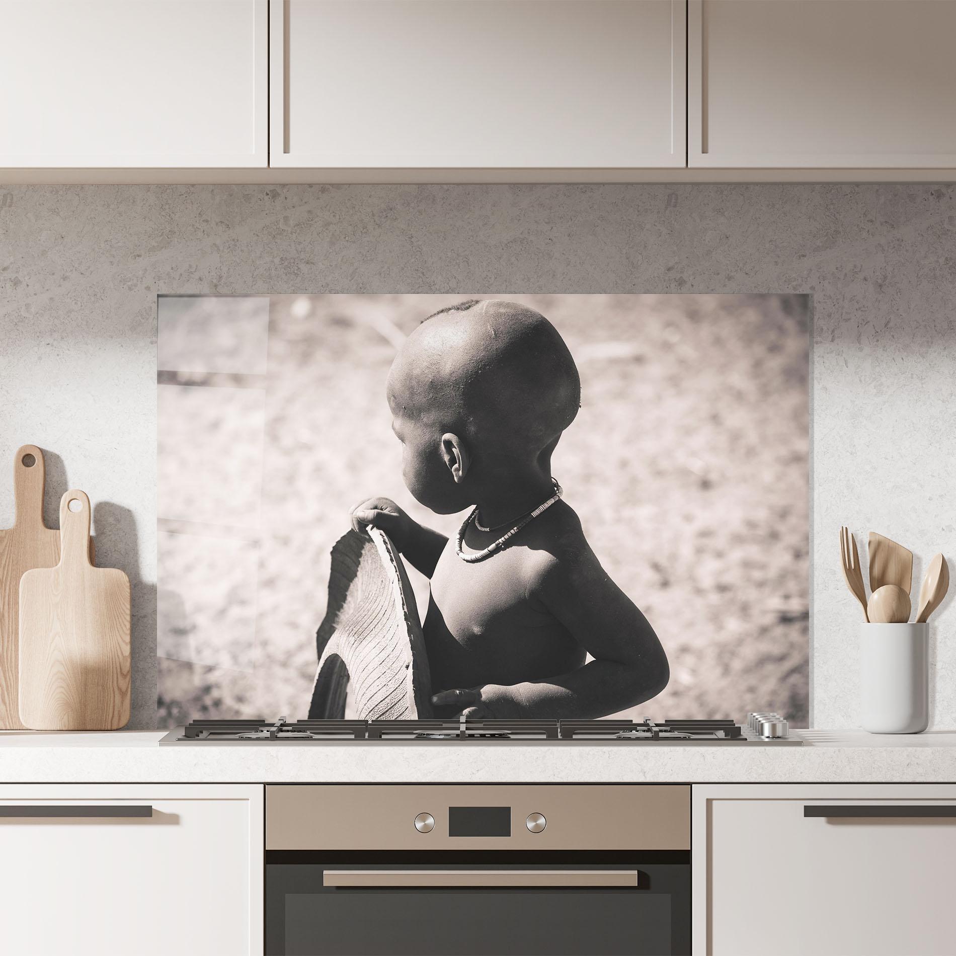 Стъклен панел за кухня African Little Child mockup 7