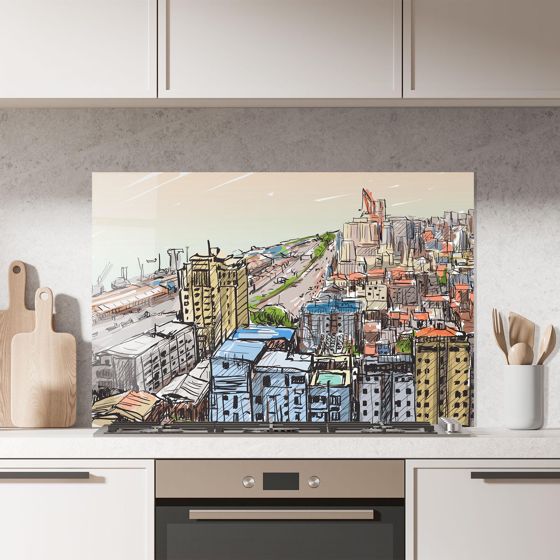 Стъклен панел за кухня Big African City mockup 7