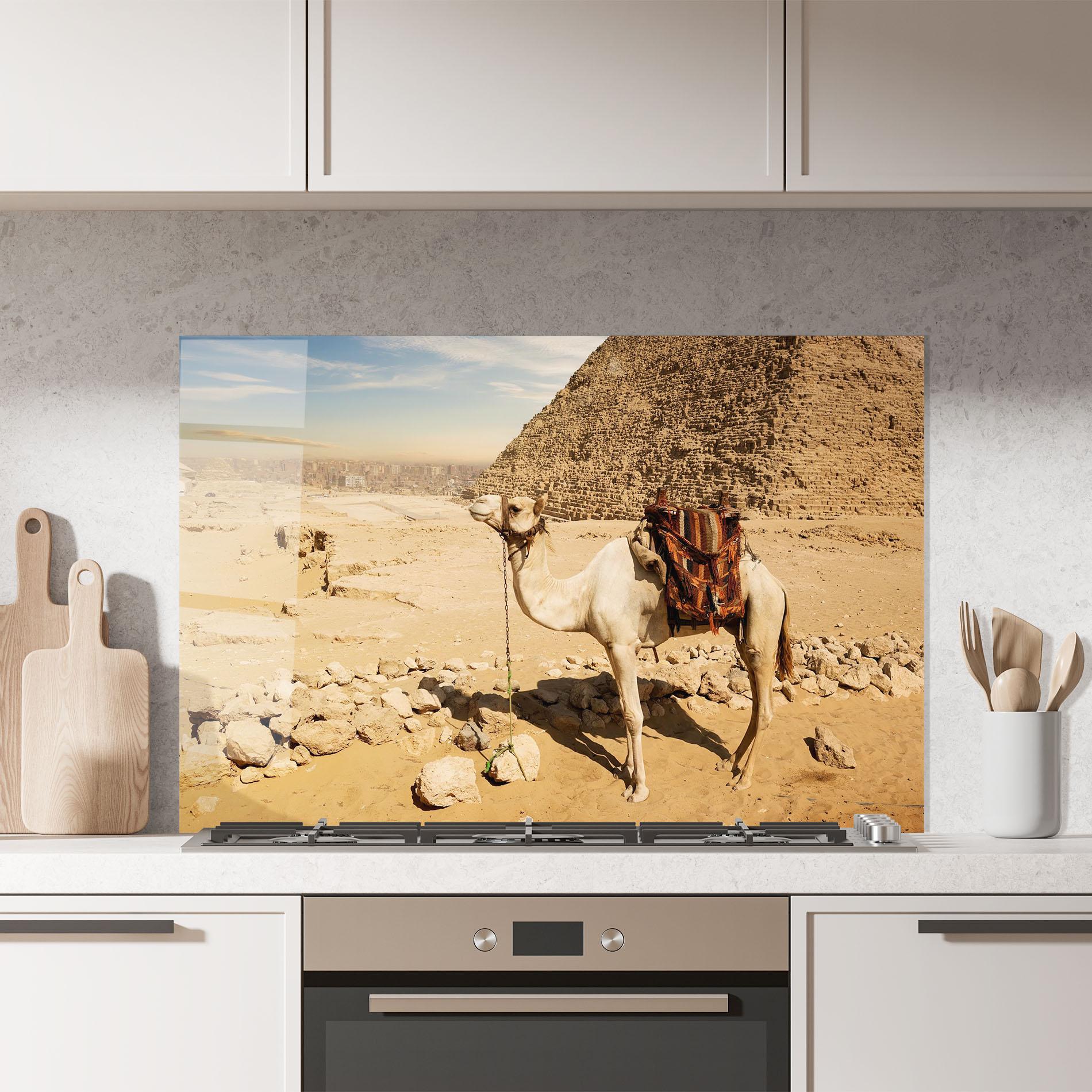 Стъклен панел за кухня Camel Near Ruins mockup 7
