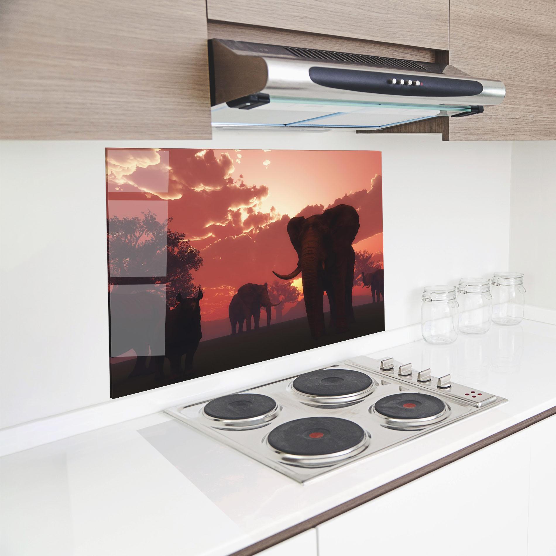 Стъклен панел за кухня African Elephant View mockup 8