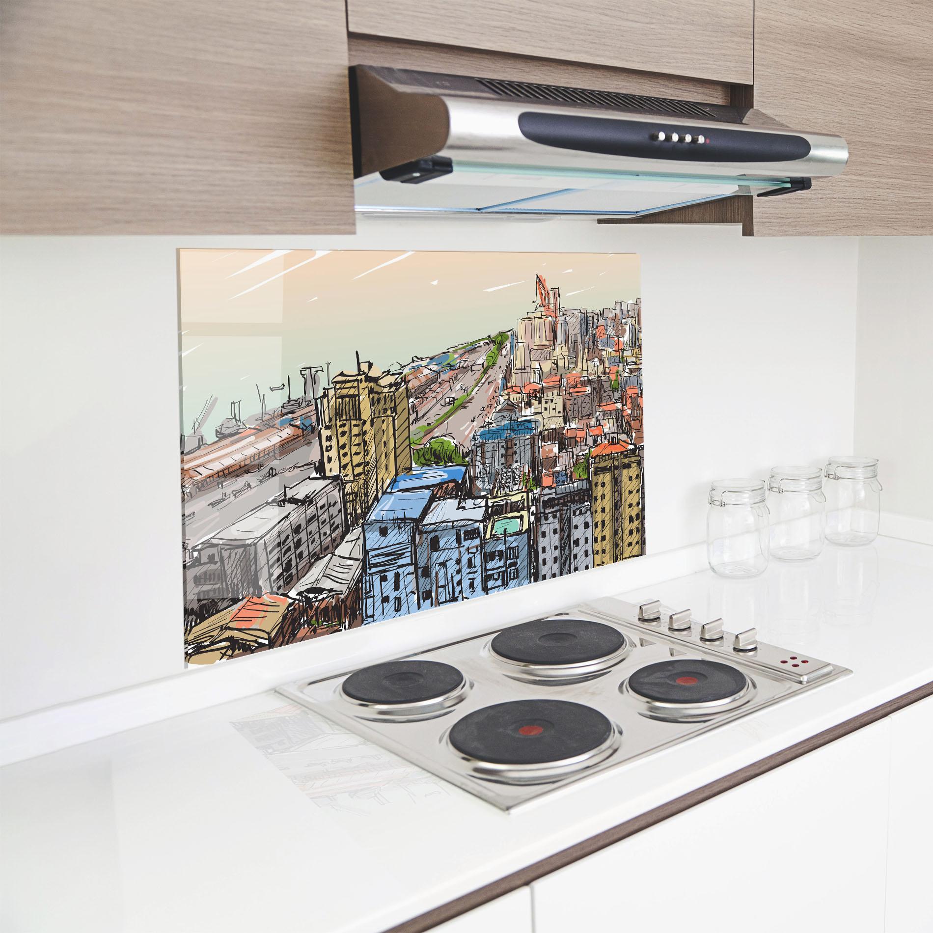Стъклен панел за кухня Big African City mockup 8