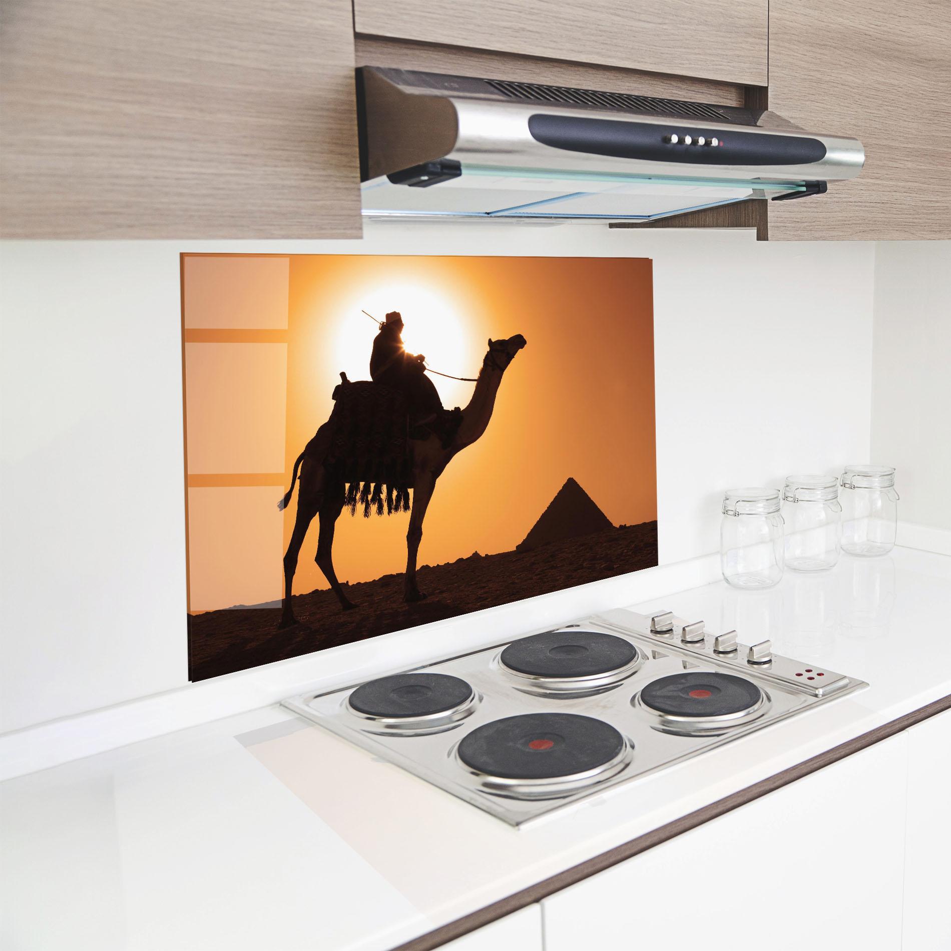 Стъклен панел за кухня Pyramids Sunset mockup 8