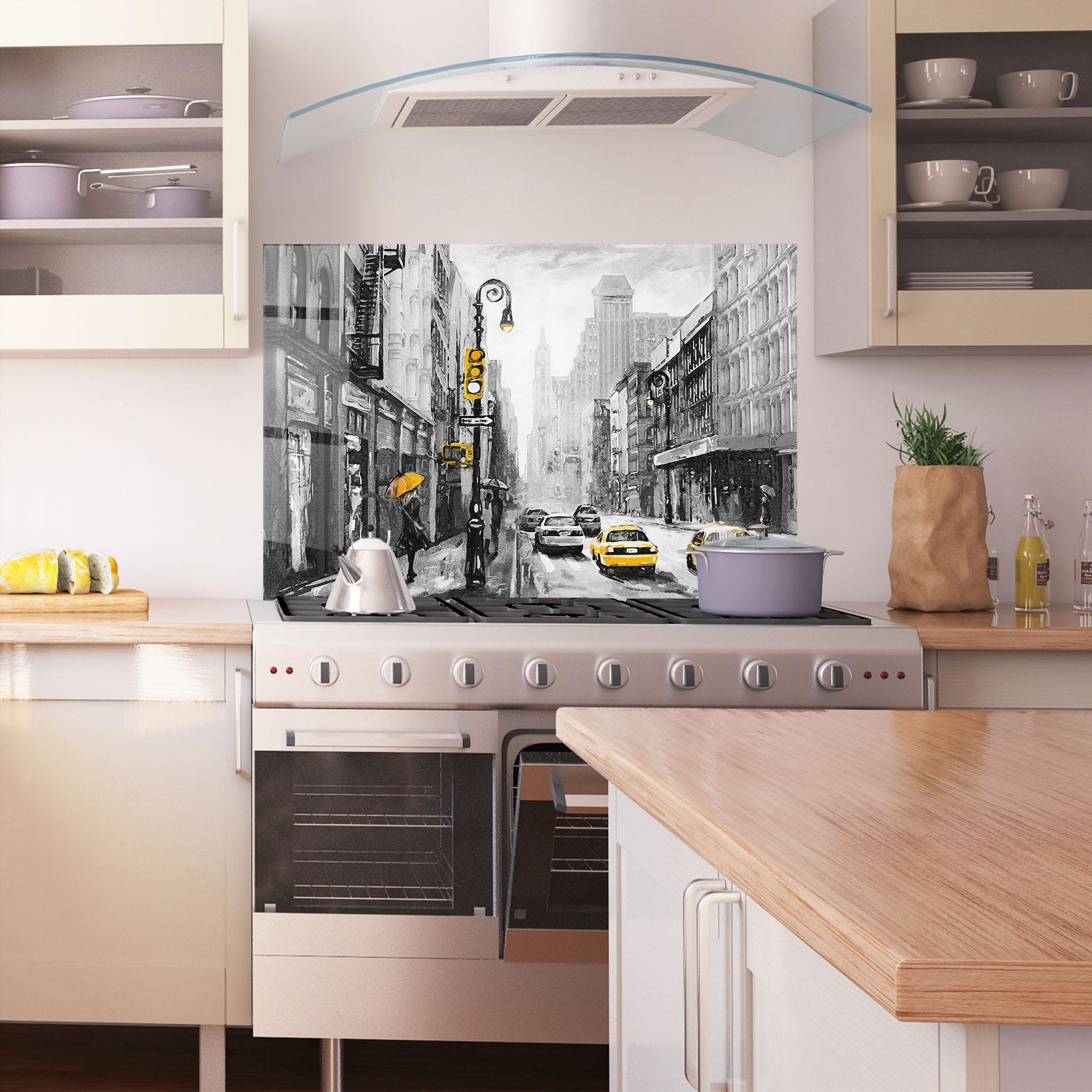 Стъклен панел за кухня New York Shades mockup 1