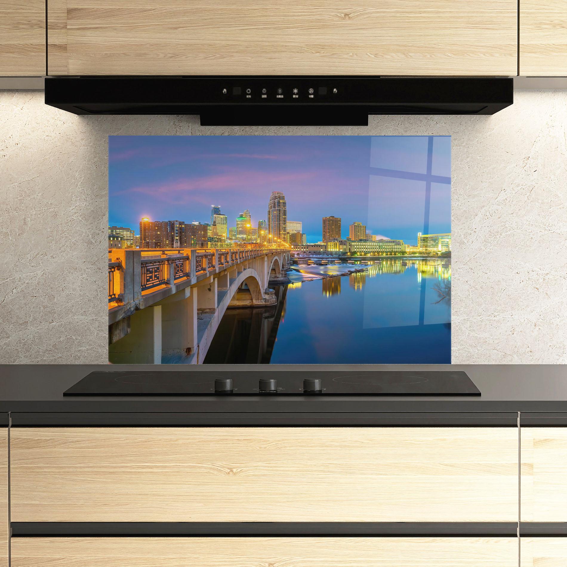 Стъклен панел за кухня Downtown City Skyline mockup 3