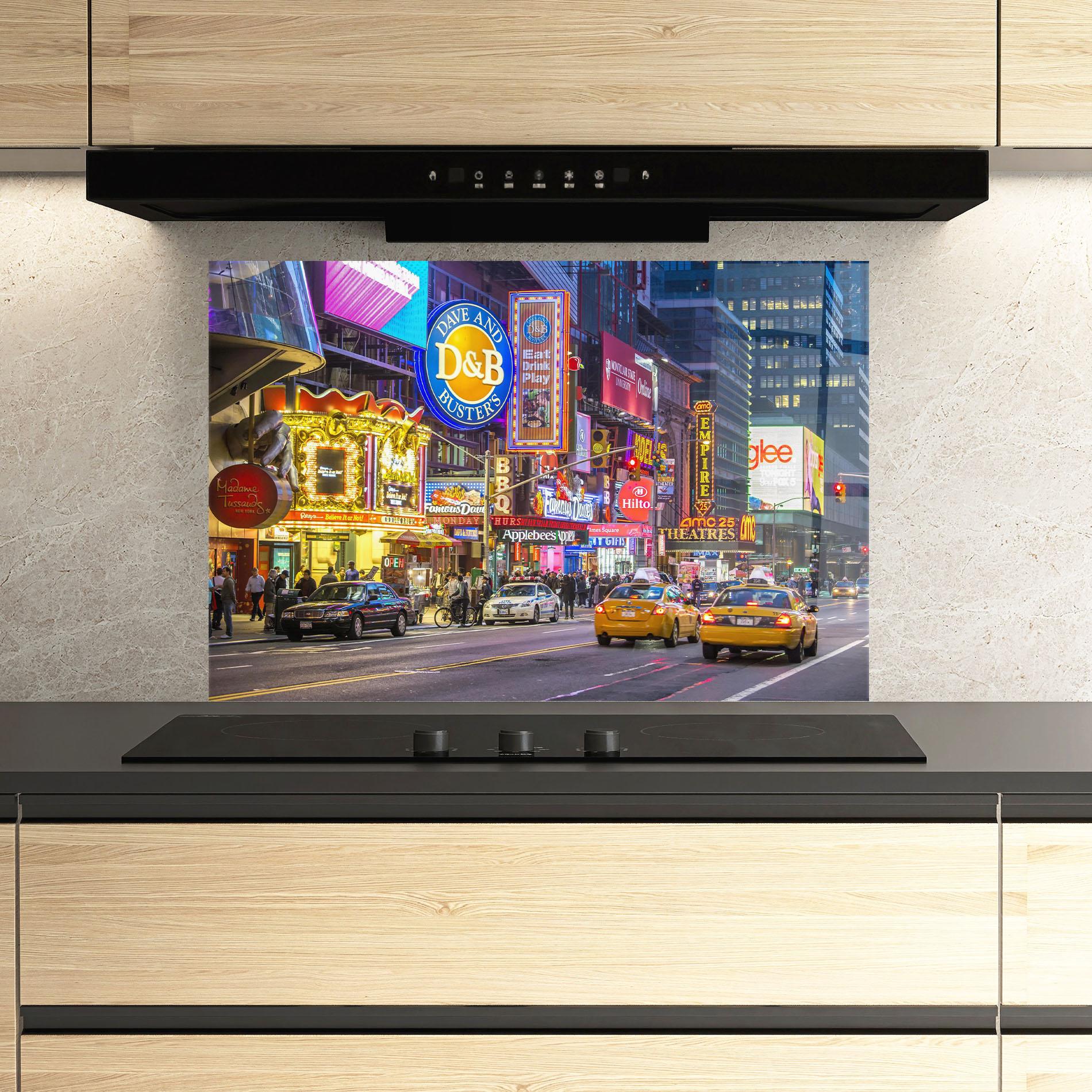 Стъклен панел за кухня New York Lights mockup 3